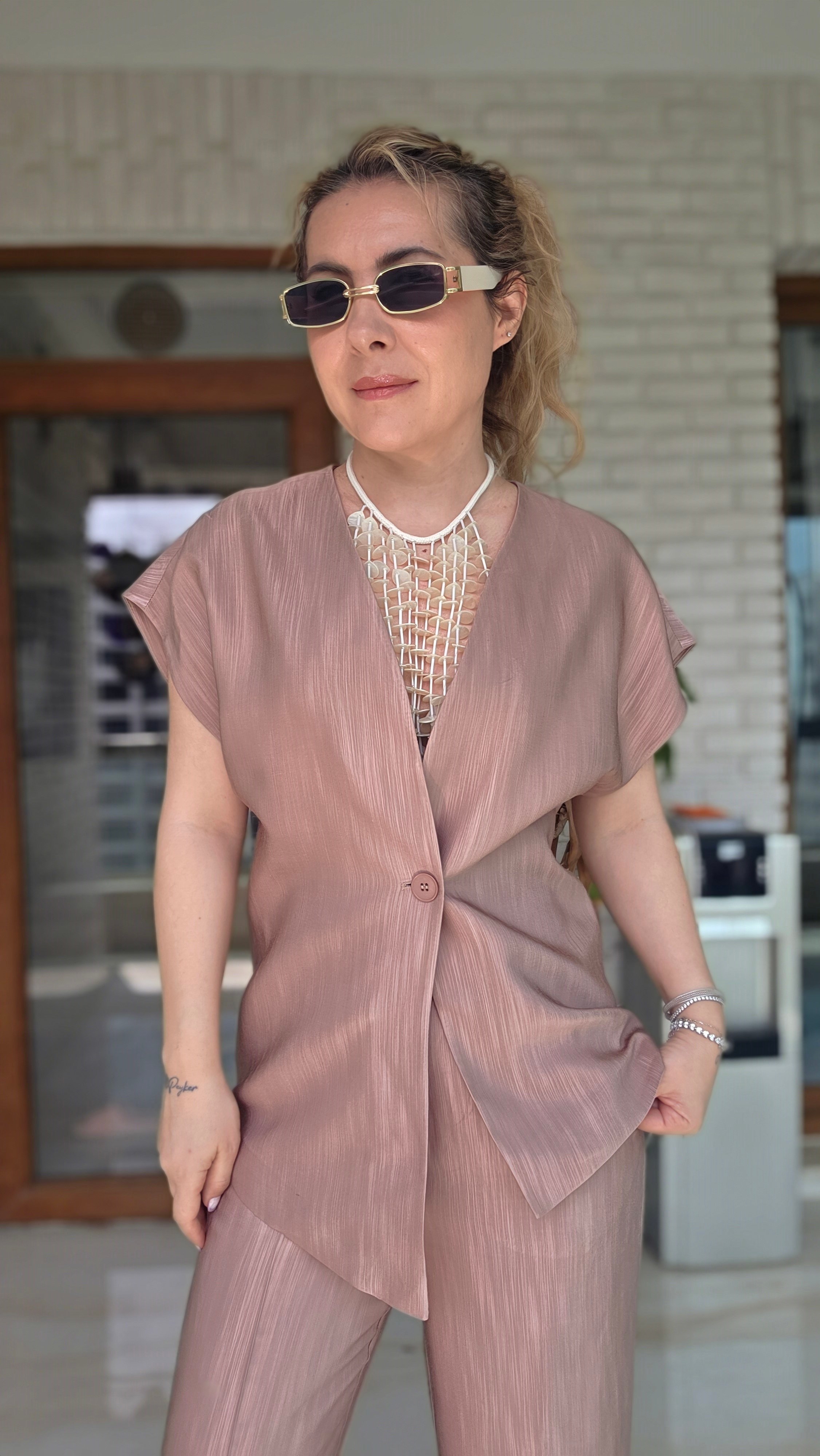 Pudra Yelekli Takım