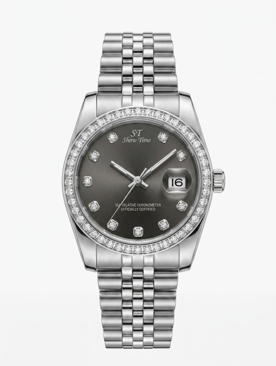 SHOWTİME 36MM Taşlı Bayan King Gümüş Füme ST648
