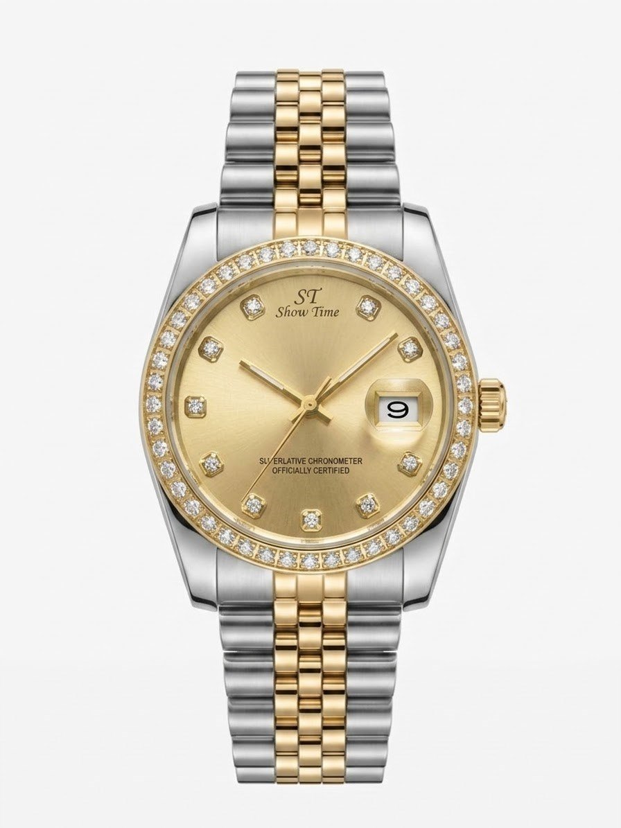 SHOWTİME 36MM Taşlı Bayan King Sarı Beyaz Sarı ST652