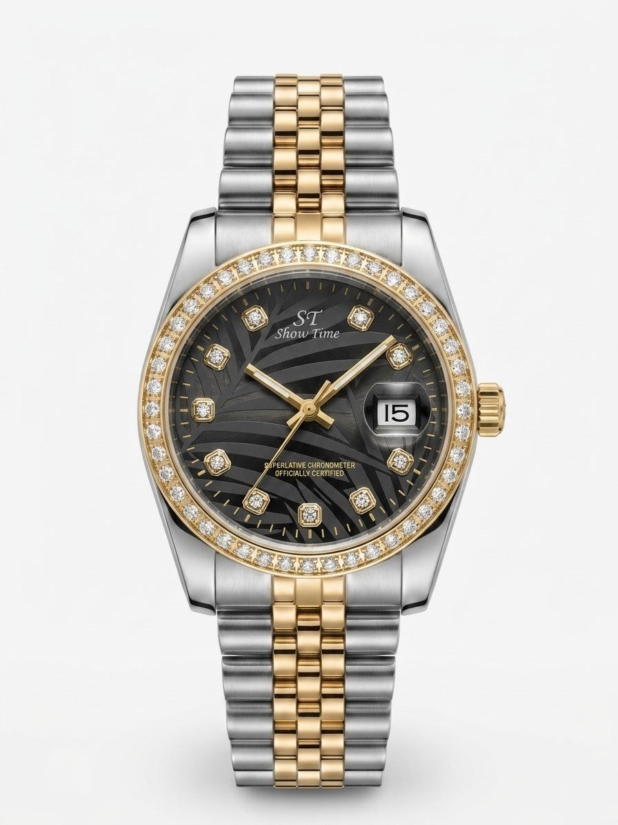 SHOWTİME 36MM Taşlı Bayan King Sarı Beyaz Füme ST659