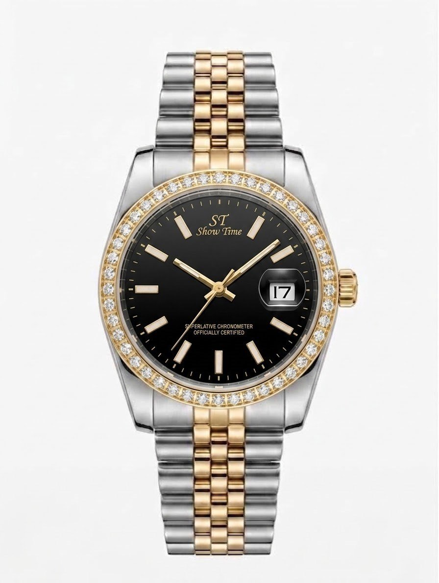 SHOWTİME 36MM Taşlı Bayan King Sarı beyaz siyah ST662