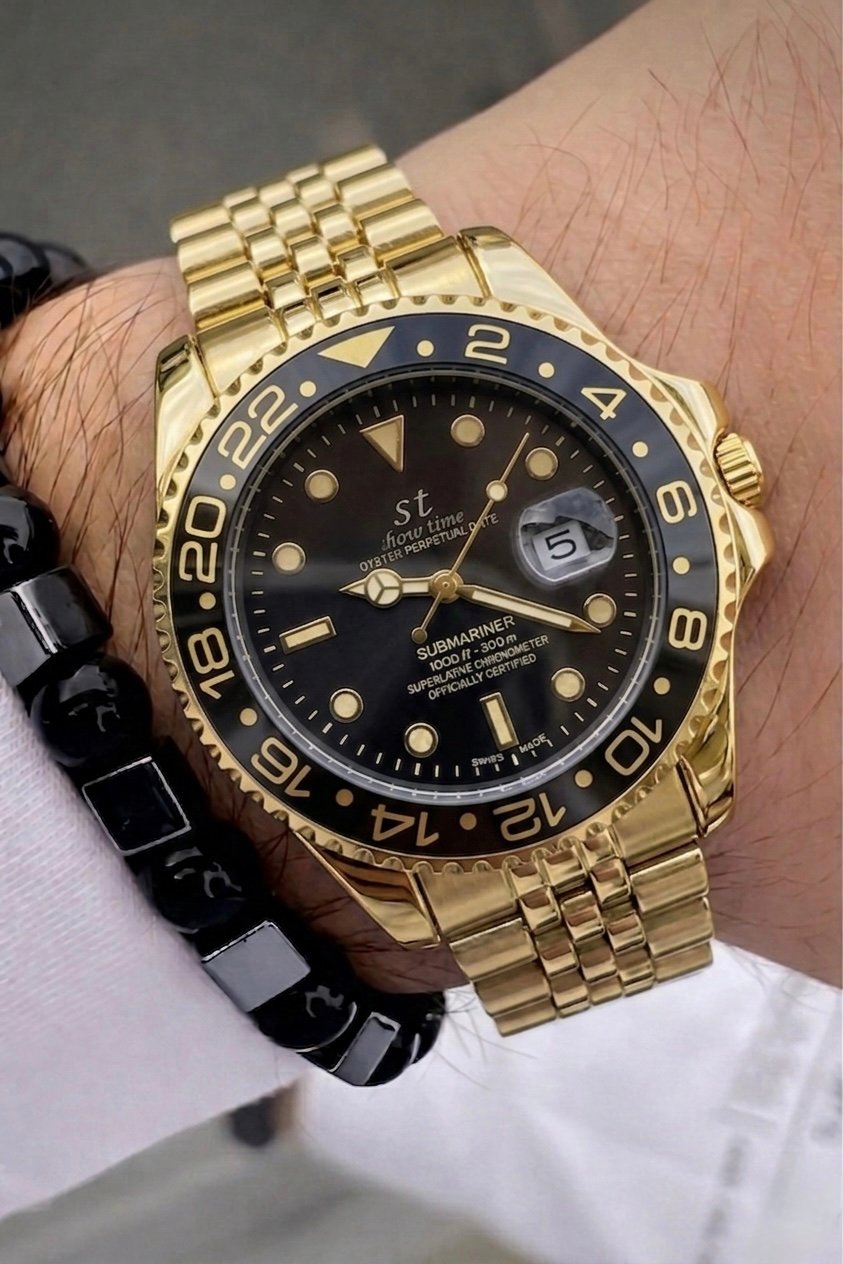 SHOWTIME ERKEK GMT SAAT | GOLD-SİYAH ST410