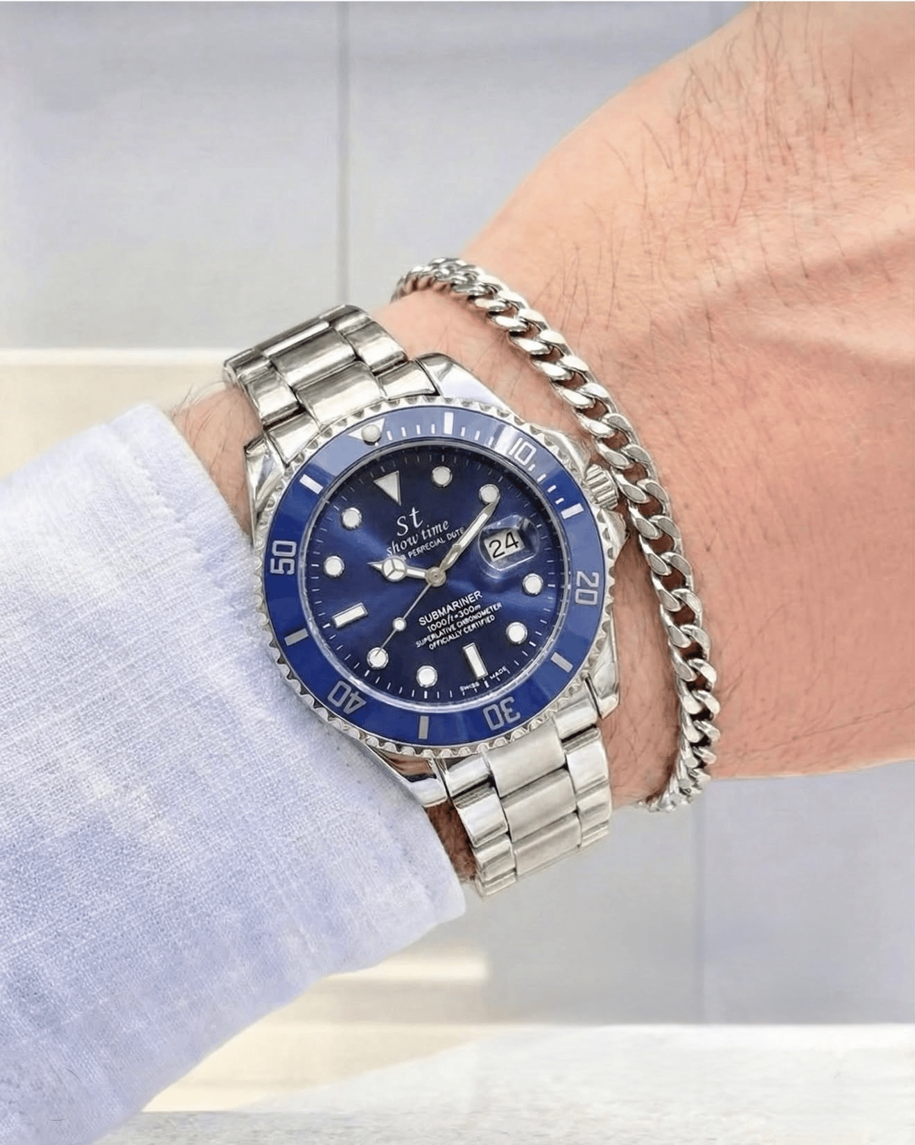 SHOWTİME Erkek Submarin Gümüş Mavi ST608
