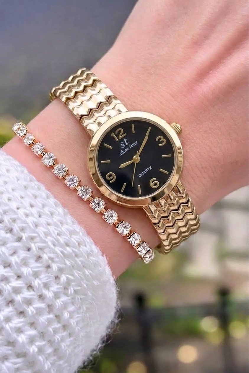 SHOWTİME Lüx Boncuk model Gold Siyah ST695