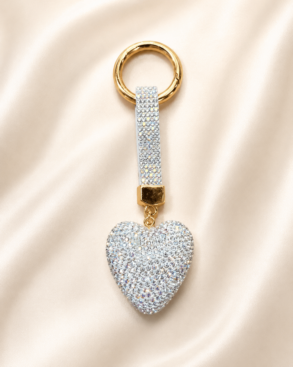 Kalpli Taşlı Luxury Çanta Charmı – Gümüş Kristal Bag Charm