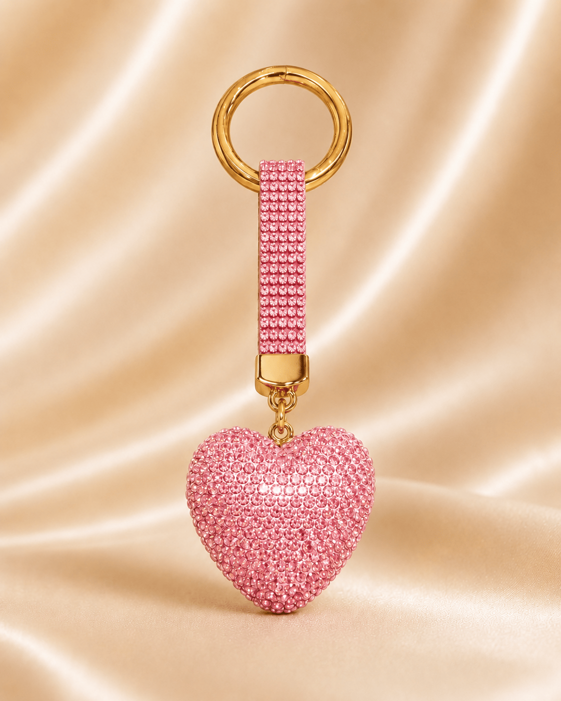 Kalpli Taşlı Luxury Çanta Charmı – Pembe Kristal Bag Charm