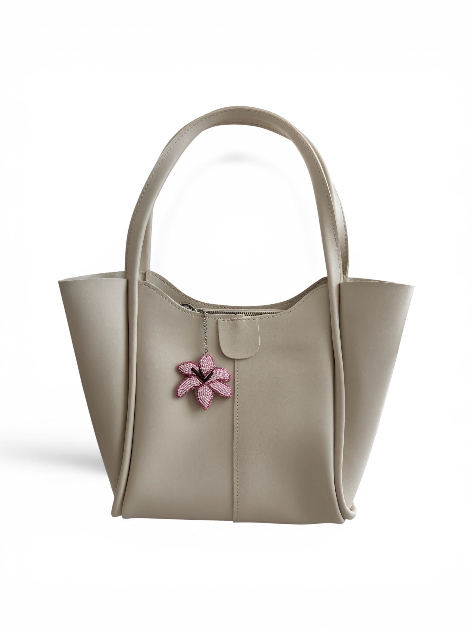 Pembe Çiçek Çanta Charmı – Boncuk İşlemeli Bag Charm