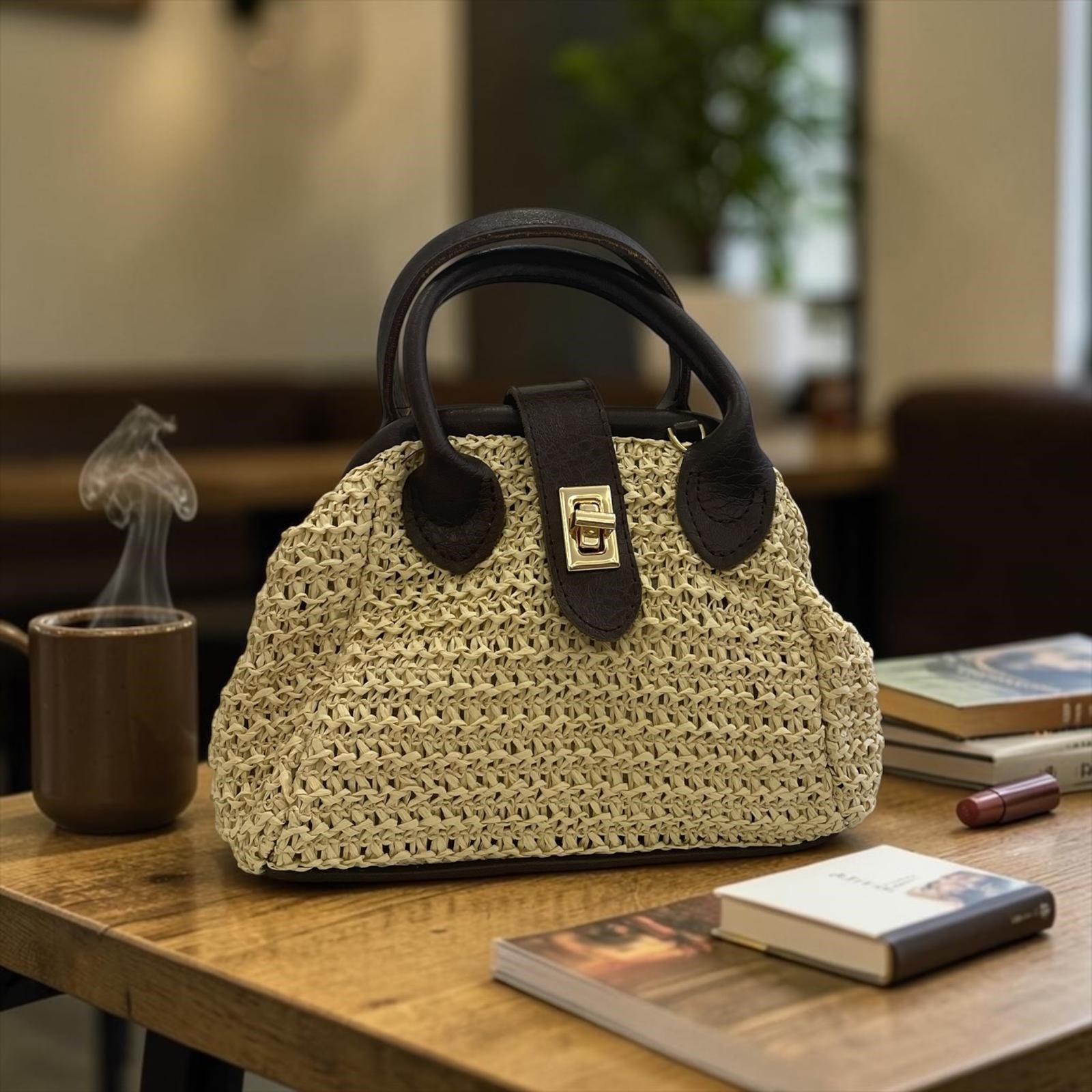 Sienna Straw Mini Bag Kadın Krem Hasır Çanta