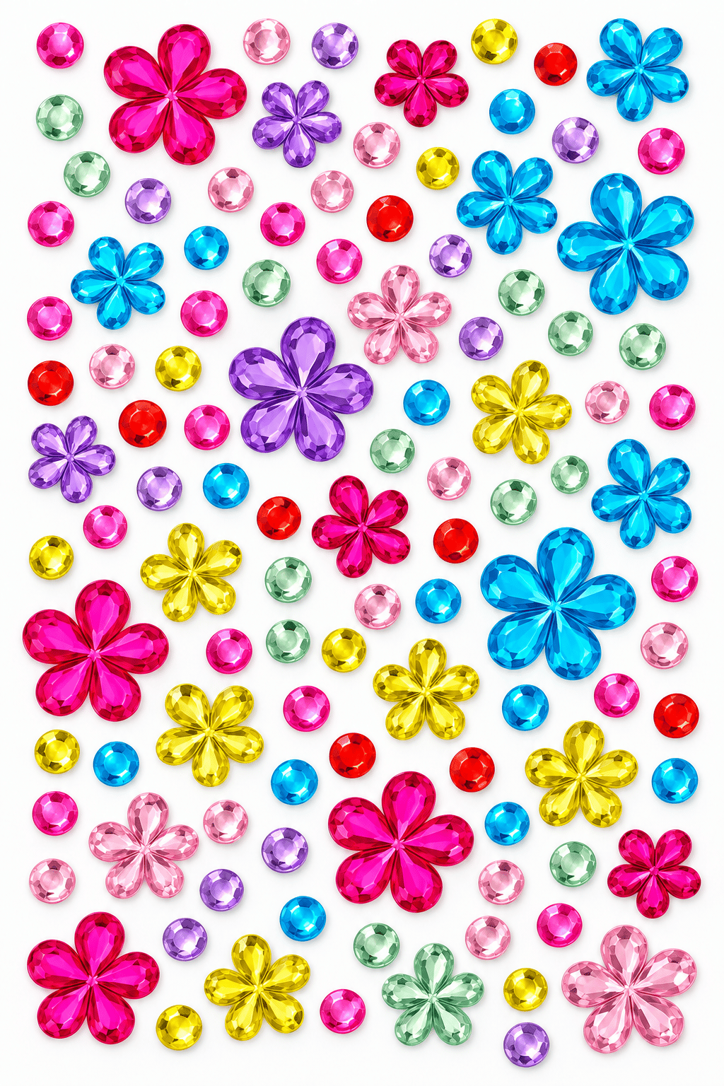 Taş & Çiçek Rhinestone Sticker – Yapışkanlı Saç, Yüz, Tırnak, Vücut ve Süs Taşı