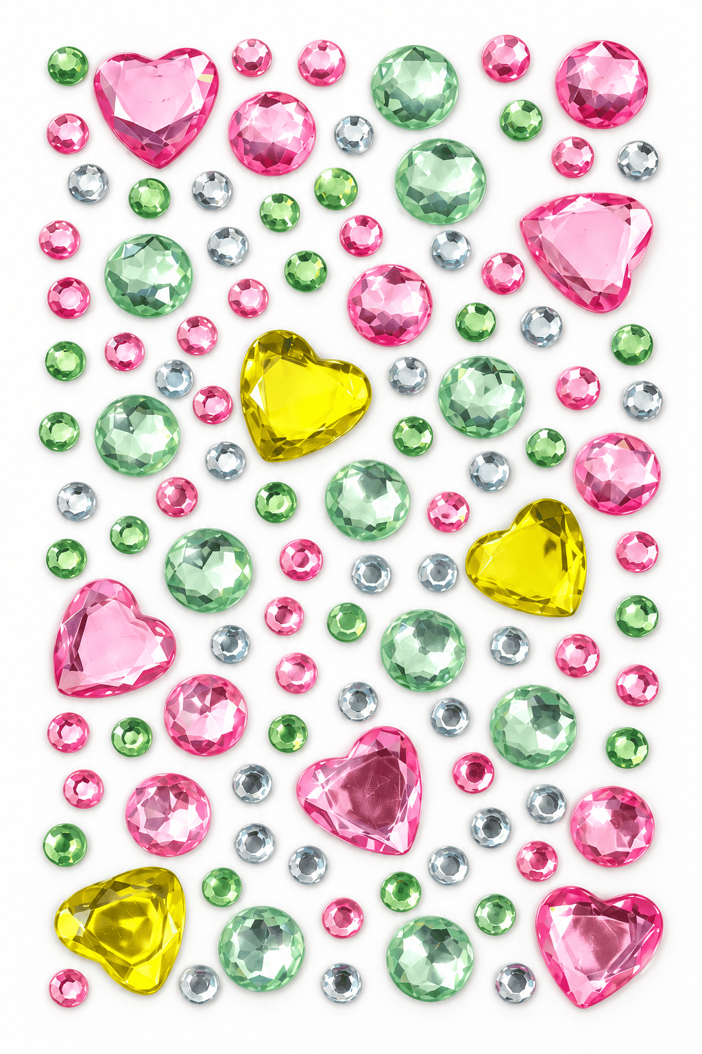 Taş & Kalp Rhinestone Sticker – Yapışkanlı Saç, Yüz, Tırnak, Vücut ve Süs Taşı