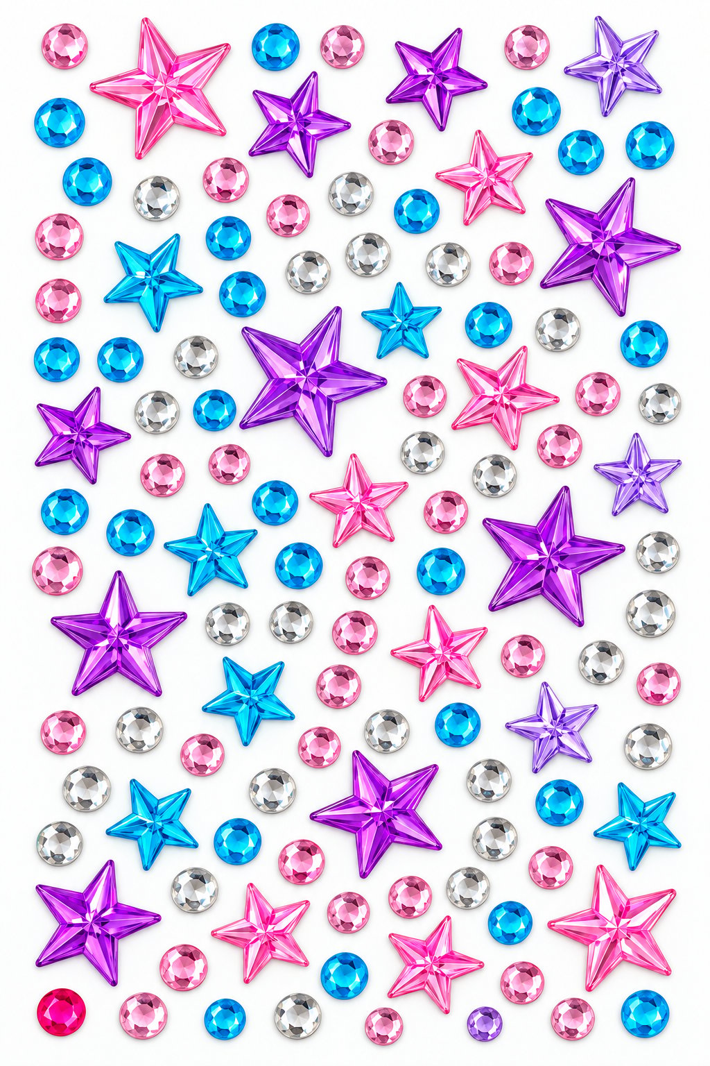 Taş & Yıldız Renkli Rhinestone Sticker – Yapışkanlı Yüz, Tırnak, Vücut ve Süs Taşı