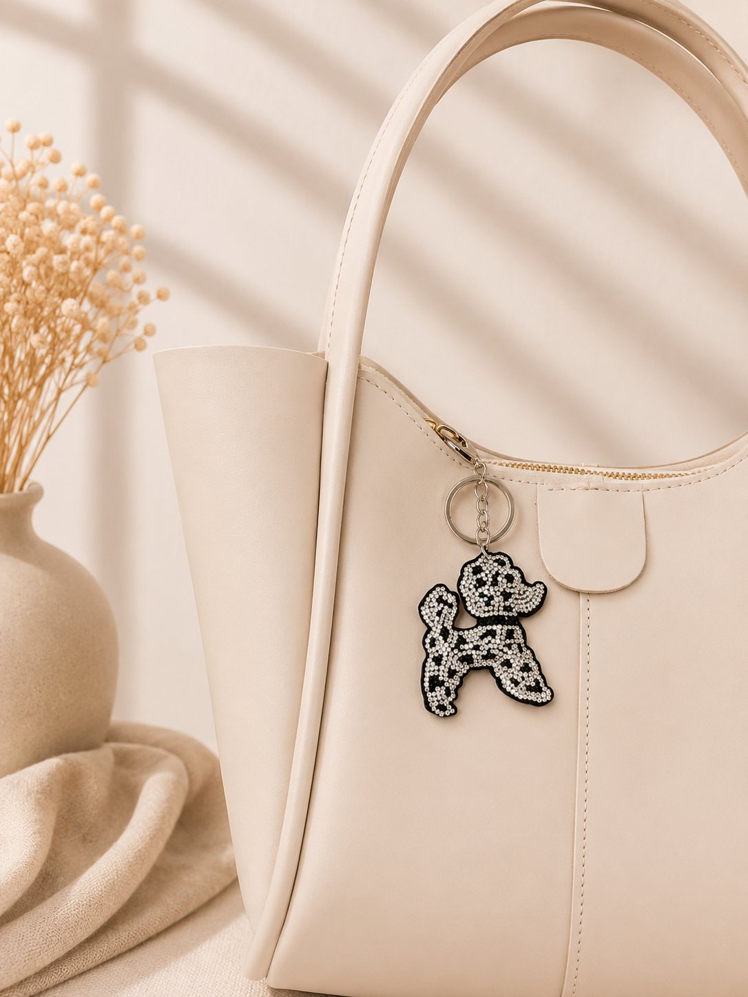 Taşlı Dalmaçyalı Köpek Charm Anahtarlık – Çanta & Anahtar Aksesuarı
