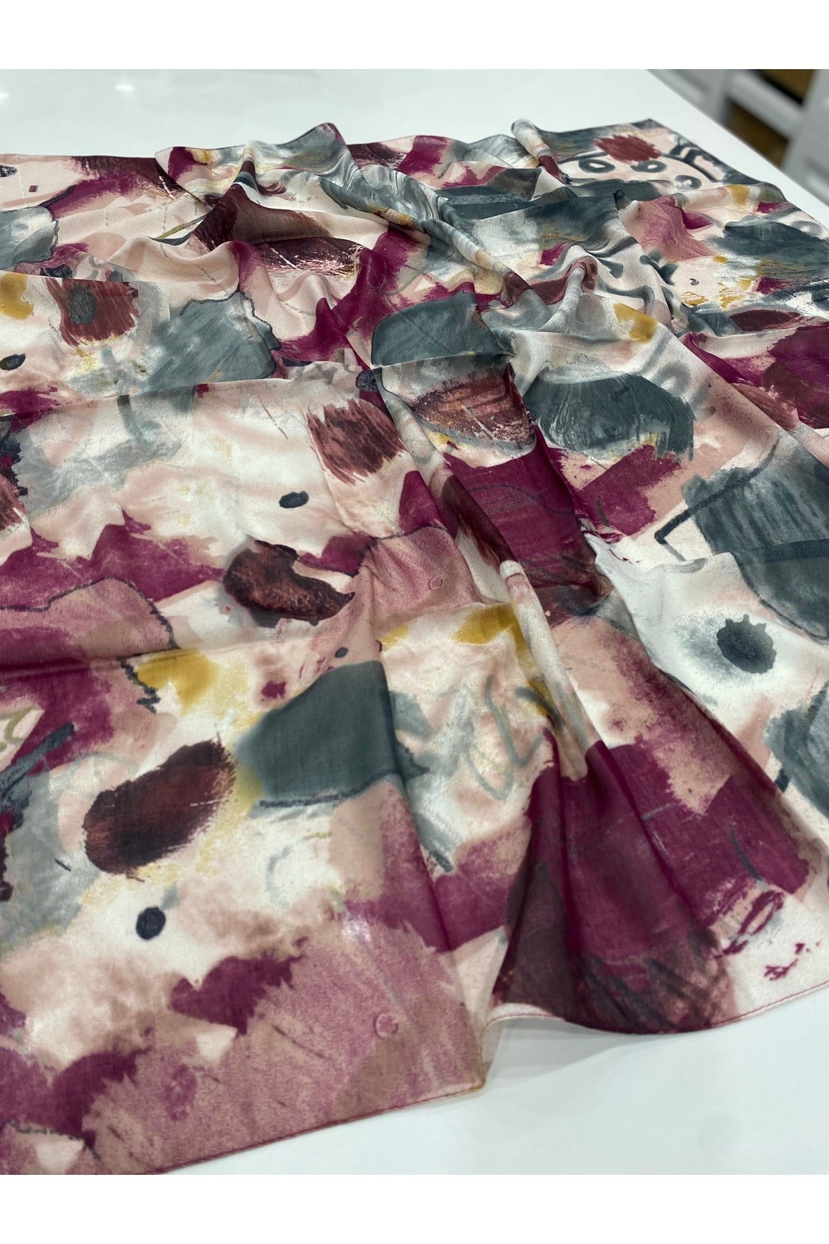 Bordo Fırça Koleksiyonu Floş Viskon Eşarp 100 x 100 cm