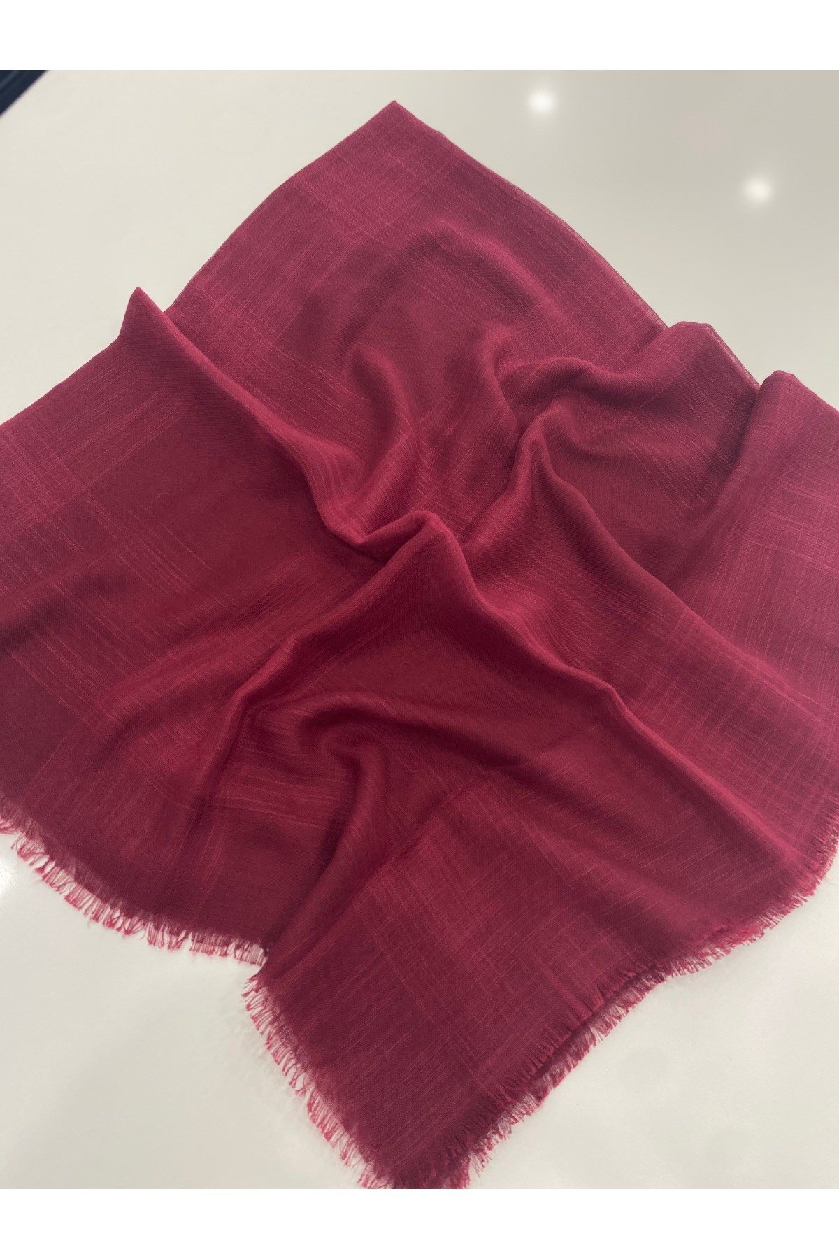 Bordo Flamlı Pamuklu Yazma Esarp 100x100 Cm