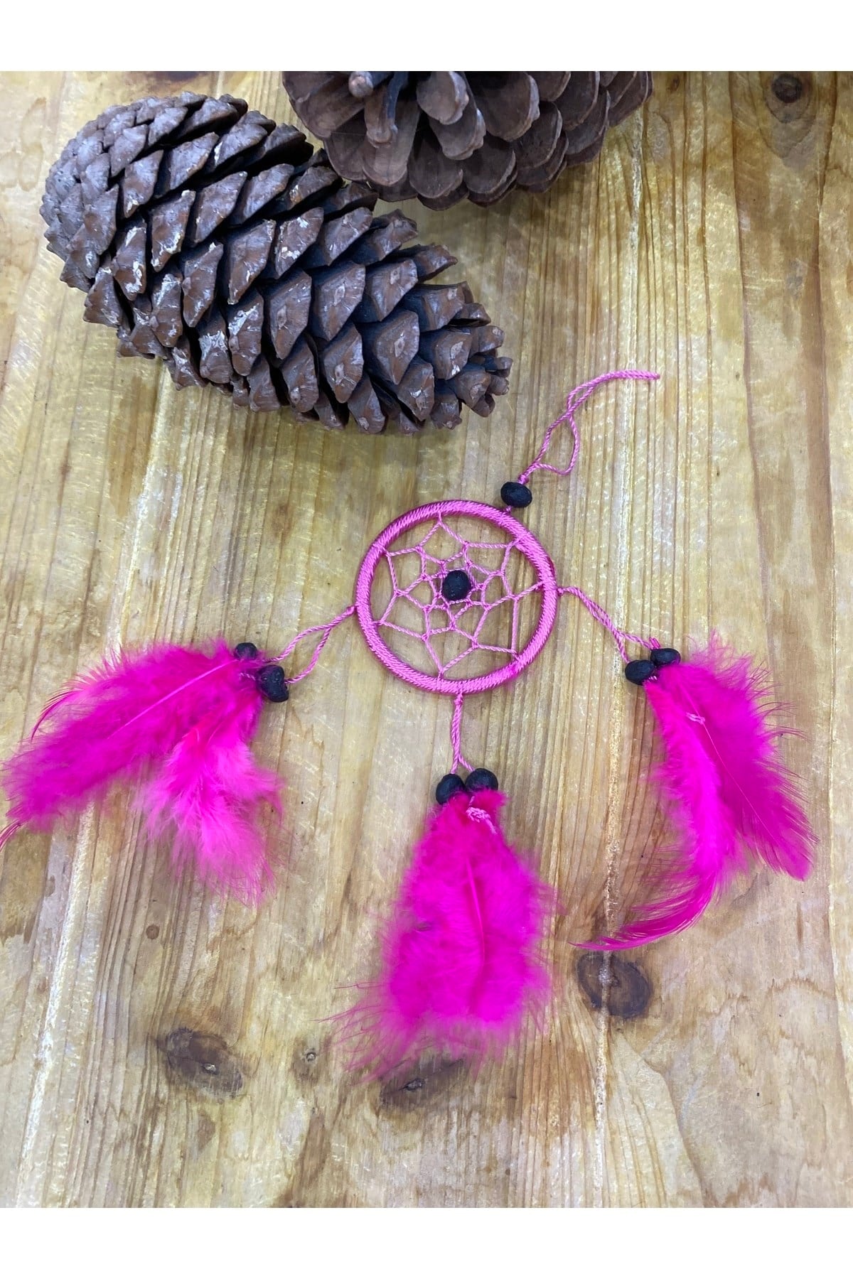Düşkapanı / Rüyakapanı Pembe Bohem Çanta Aksesuarı Araba süsü Dikiz Aynası Süsü Dreamcatcher