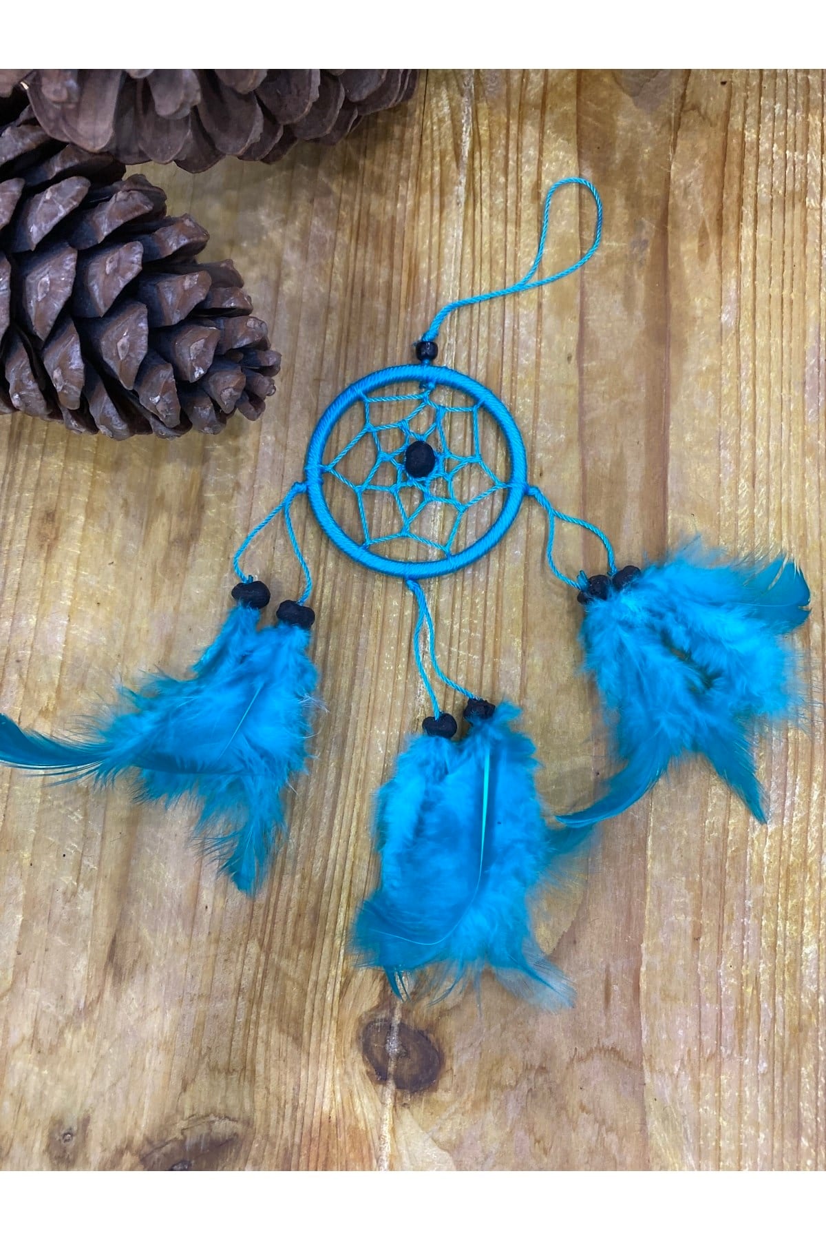Düşkapanı / Rüyakapanı Turkuaz Mavi Bohem Çanta Aksesuarı Araba Süsü Dikiz Aynası Süsü Dreamcatcher