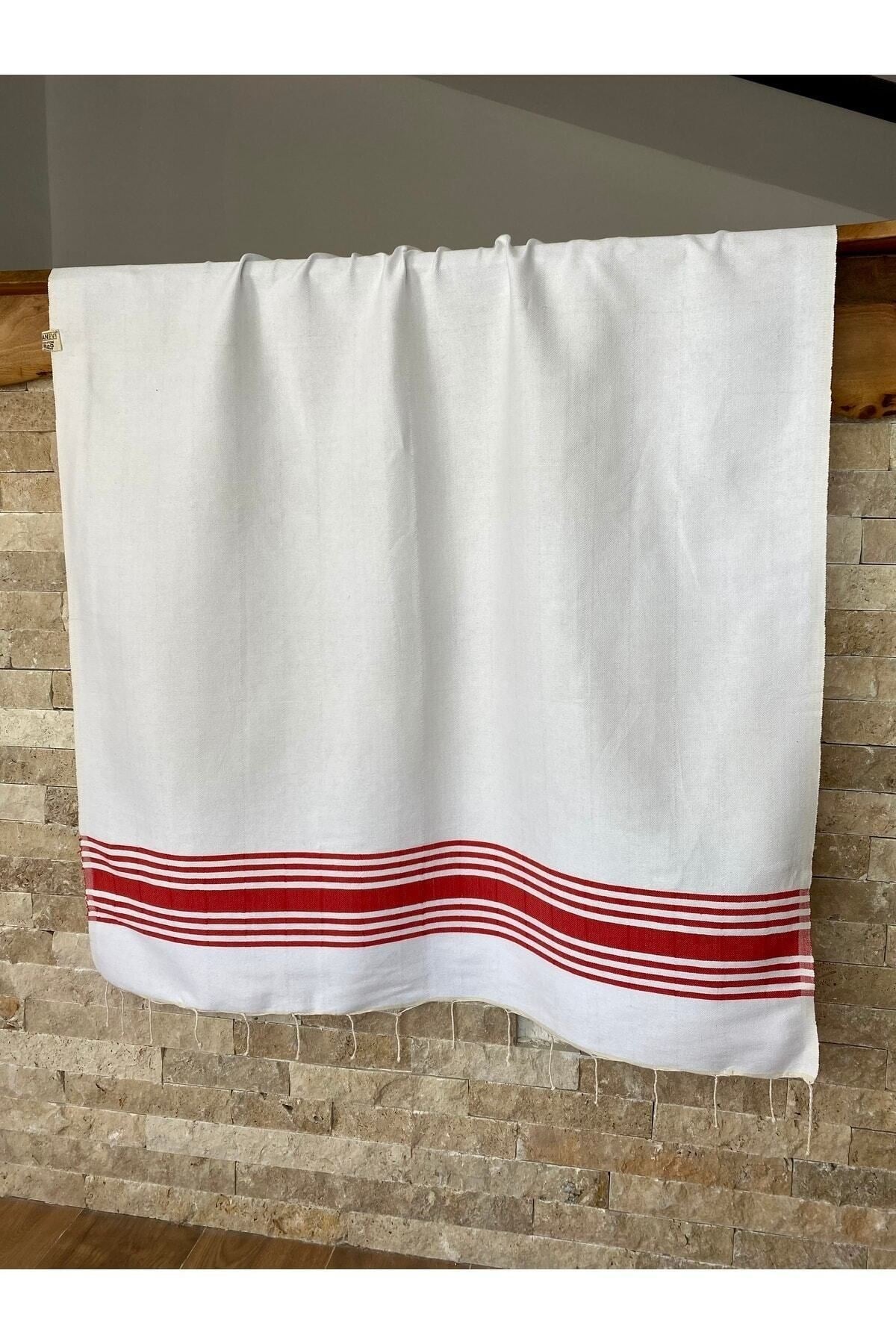 El Dokuması Pamuklu Kırmızı 90x190 Plaj Sauna Peştemal