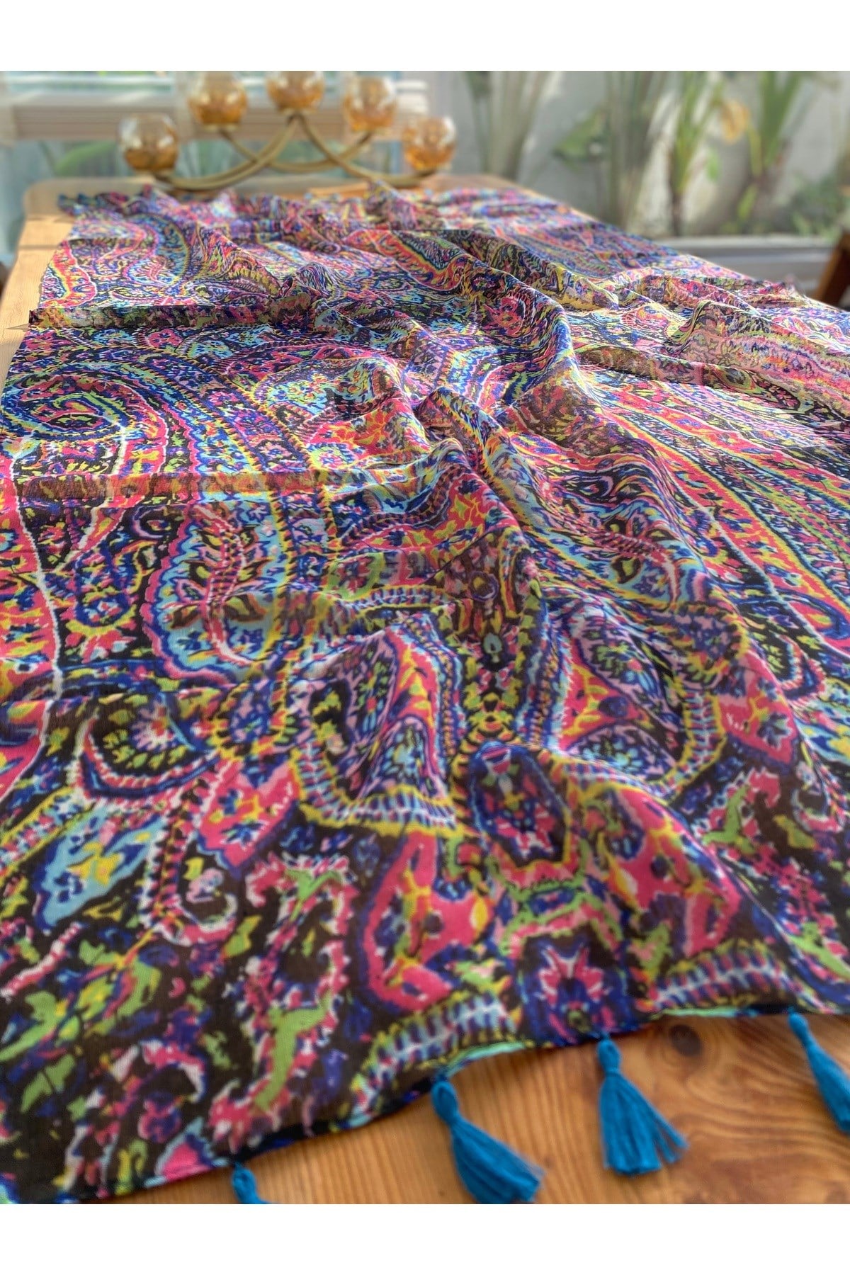 Etnik Desenli Organik 190 x 100 cm Pareo Şal paisley 1758094