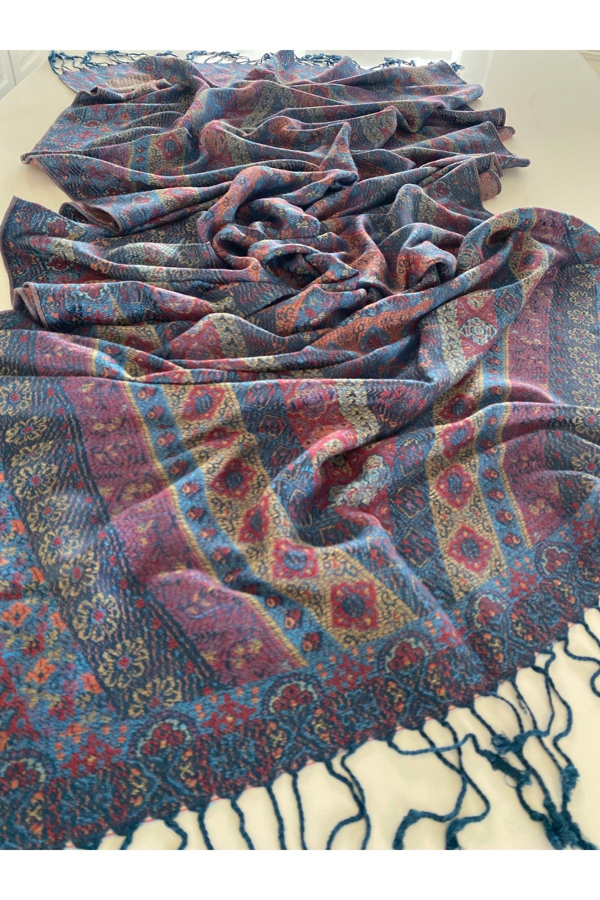 İndigo Elegansa Omuz Atkısı Kaşmir Dokulu Şık Şal Kasmir Sal (Cashmere)