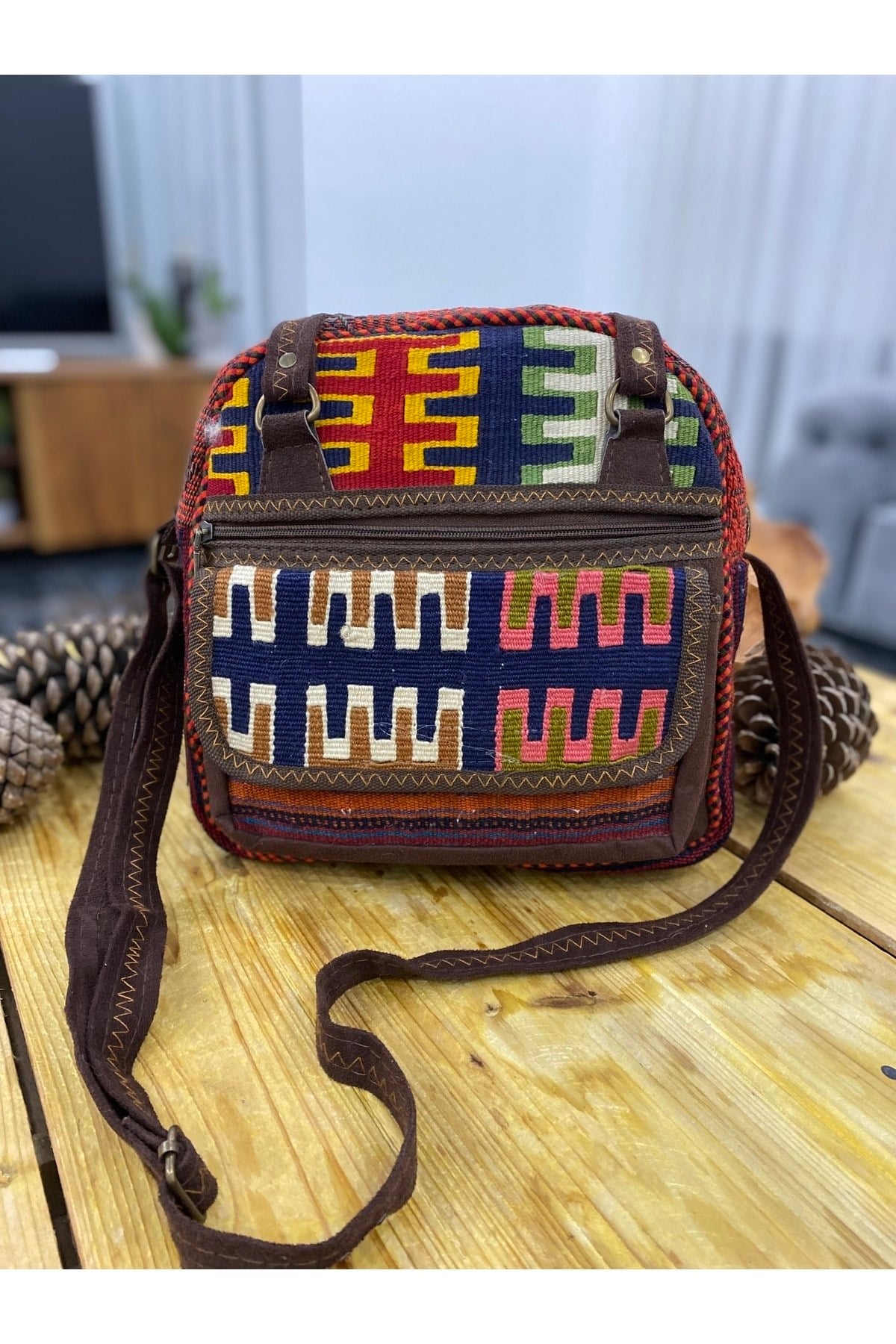Iran Işi El Yapımı Cok Renkli Günlük Bohem Kilim Omuz Çantası