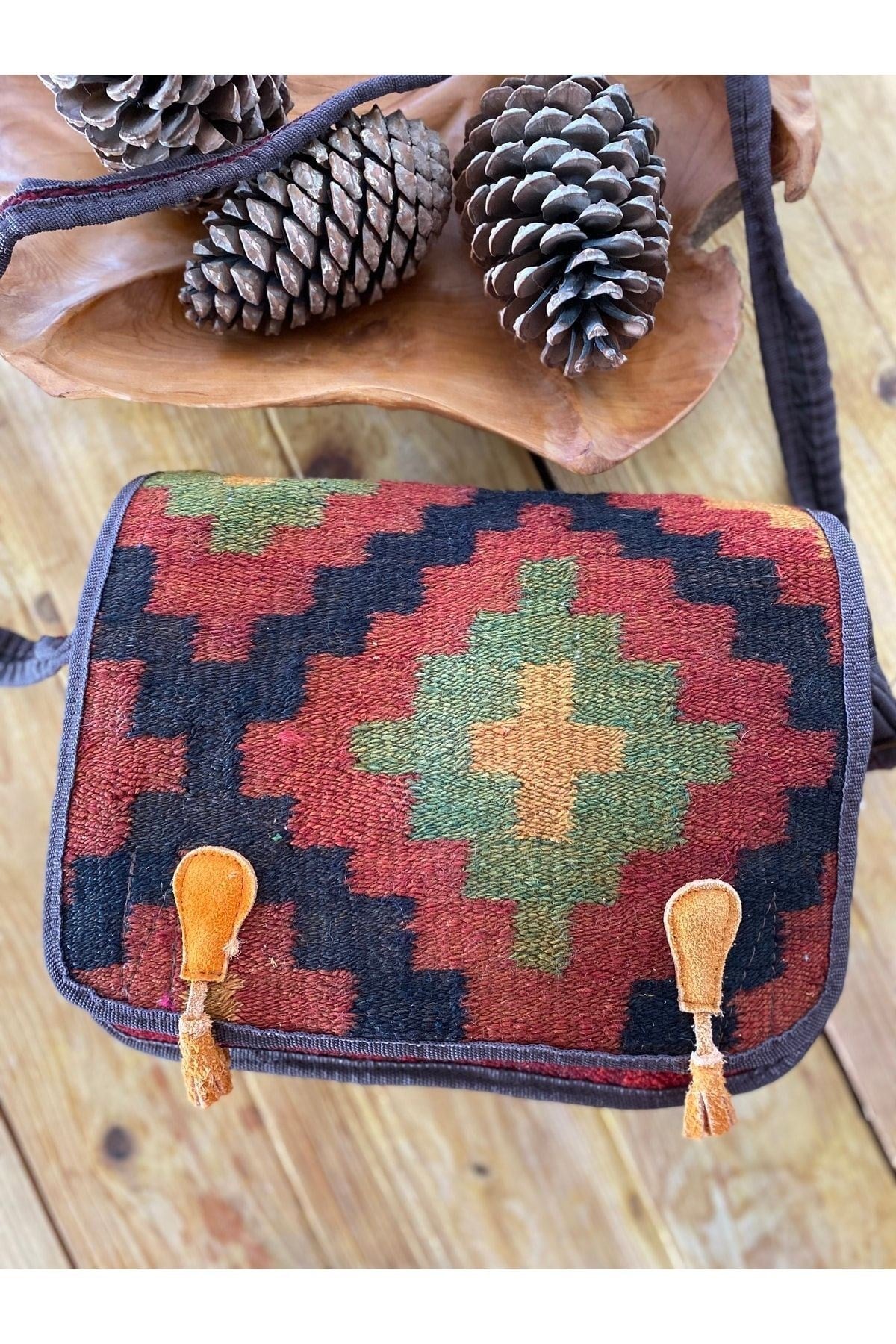 Iran Işi El Yapımı Kilim Bordo Günlük Bohem Çanta