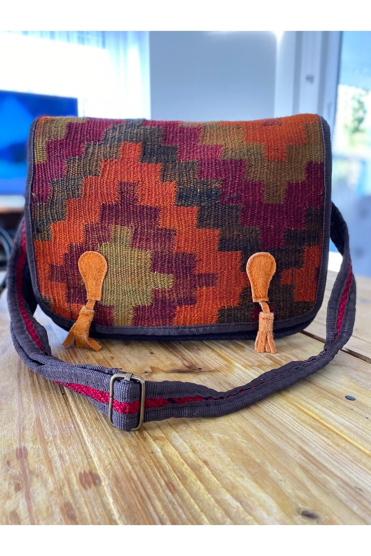 Iran Işi El Yapımı Kilim Turuncu Günlük Bohem Çanta