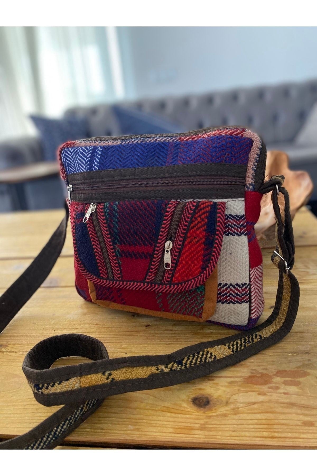 Iran Işi El Yapımı Kırmızı Günlük Bohem Kilim Çanta