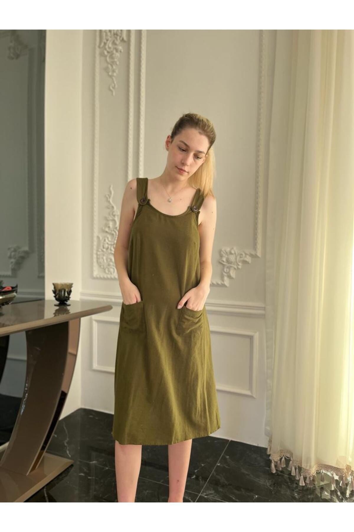 Midi Pamuklu Jile Bohem Anvelop Elbise