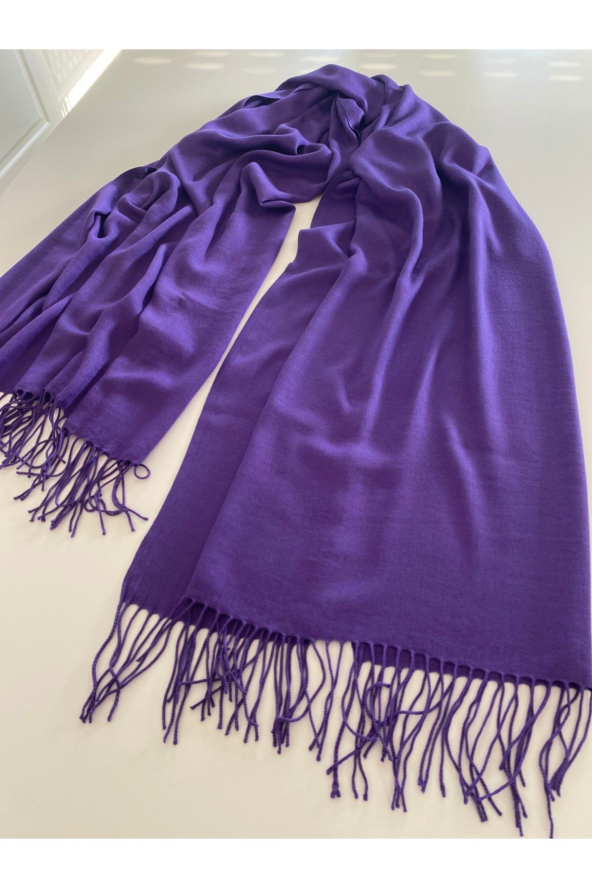 Mor Kaşmir Yumuşak Dokulu Omuz Atkısı (Cashmere) Kışlık Kalın Şal