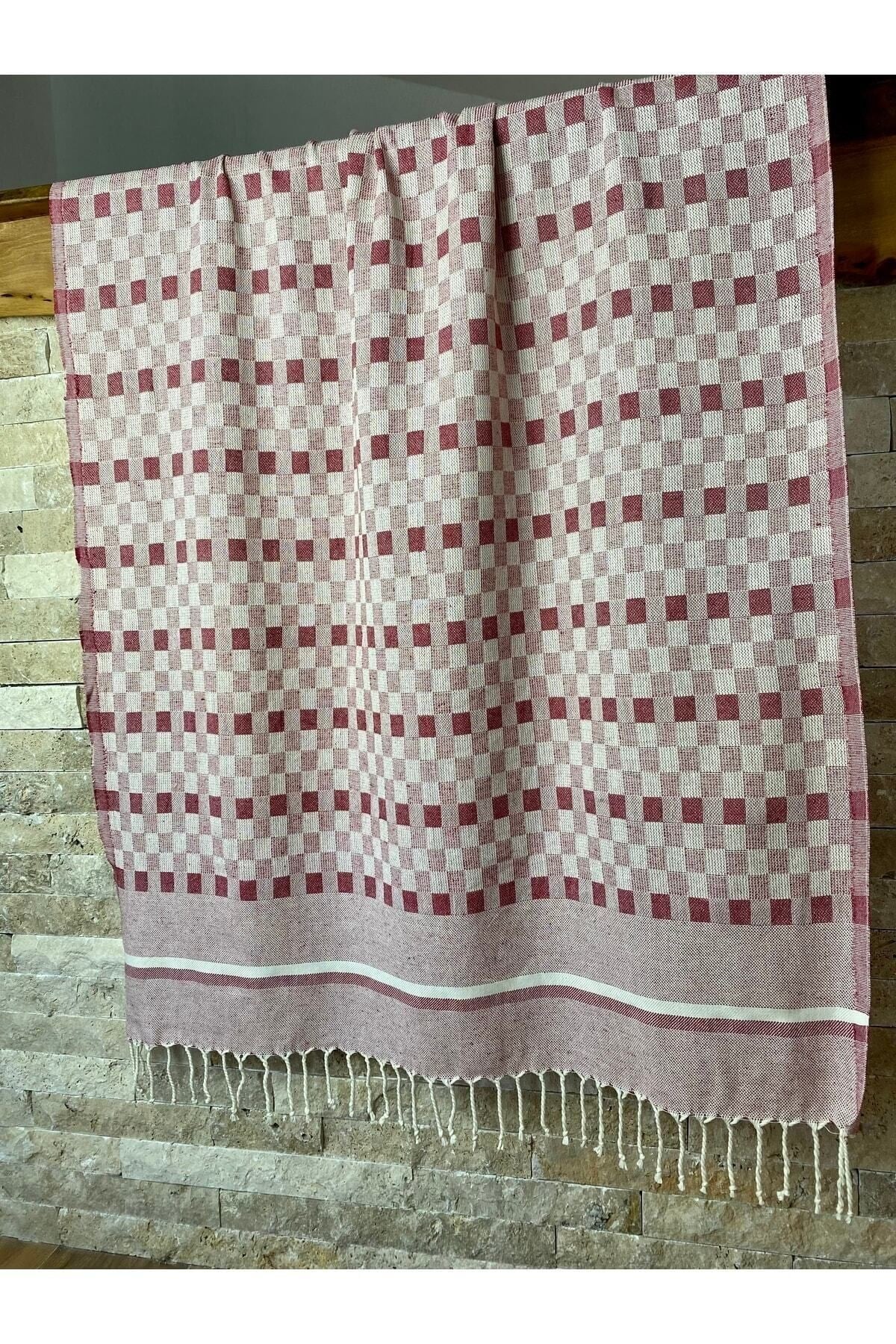 Organik Pamuk Kırmızı Hamam Sauna Plaj Peştemali 90x190