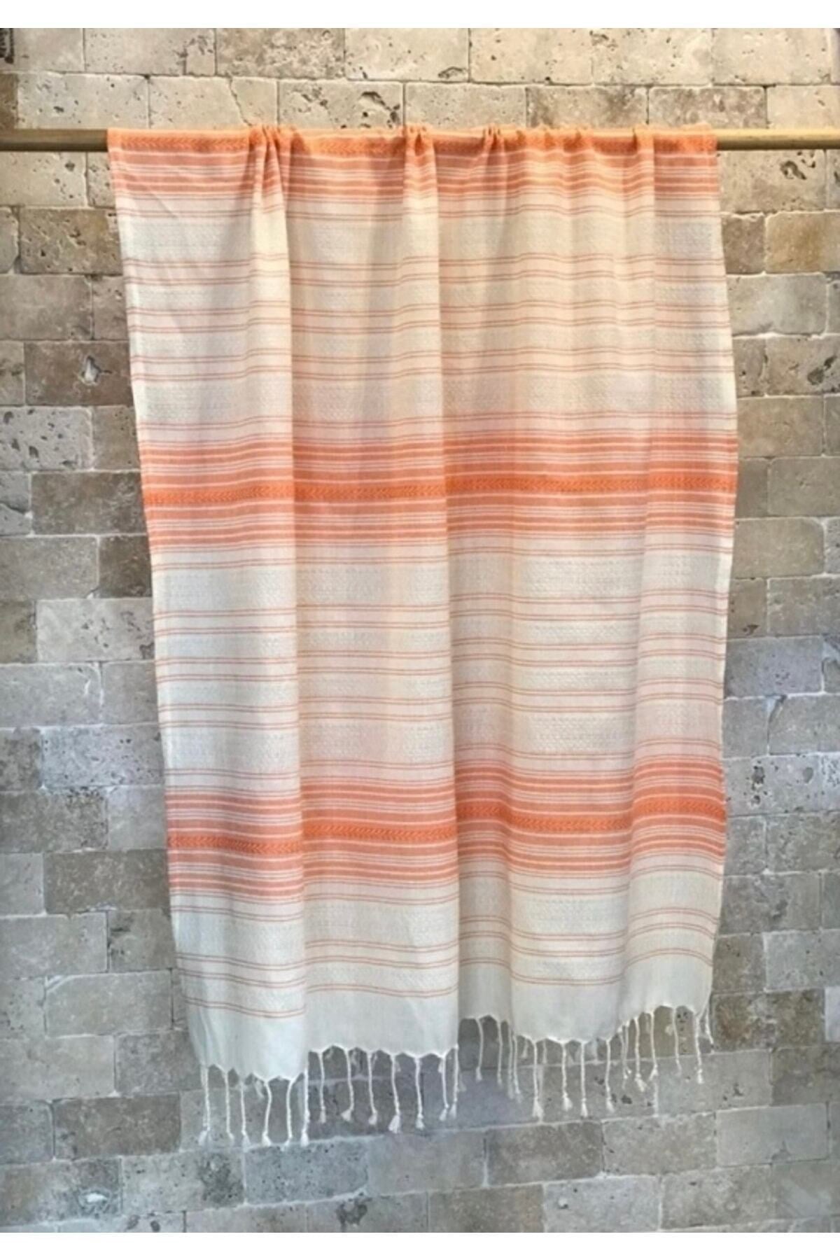 Organik Pamuk Turuncu 90x190 Plaj Hamam Peştemali