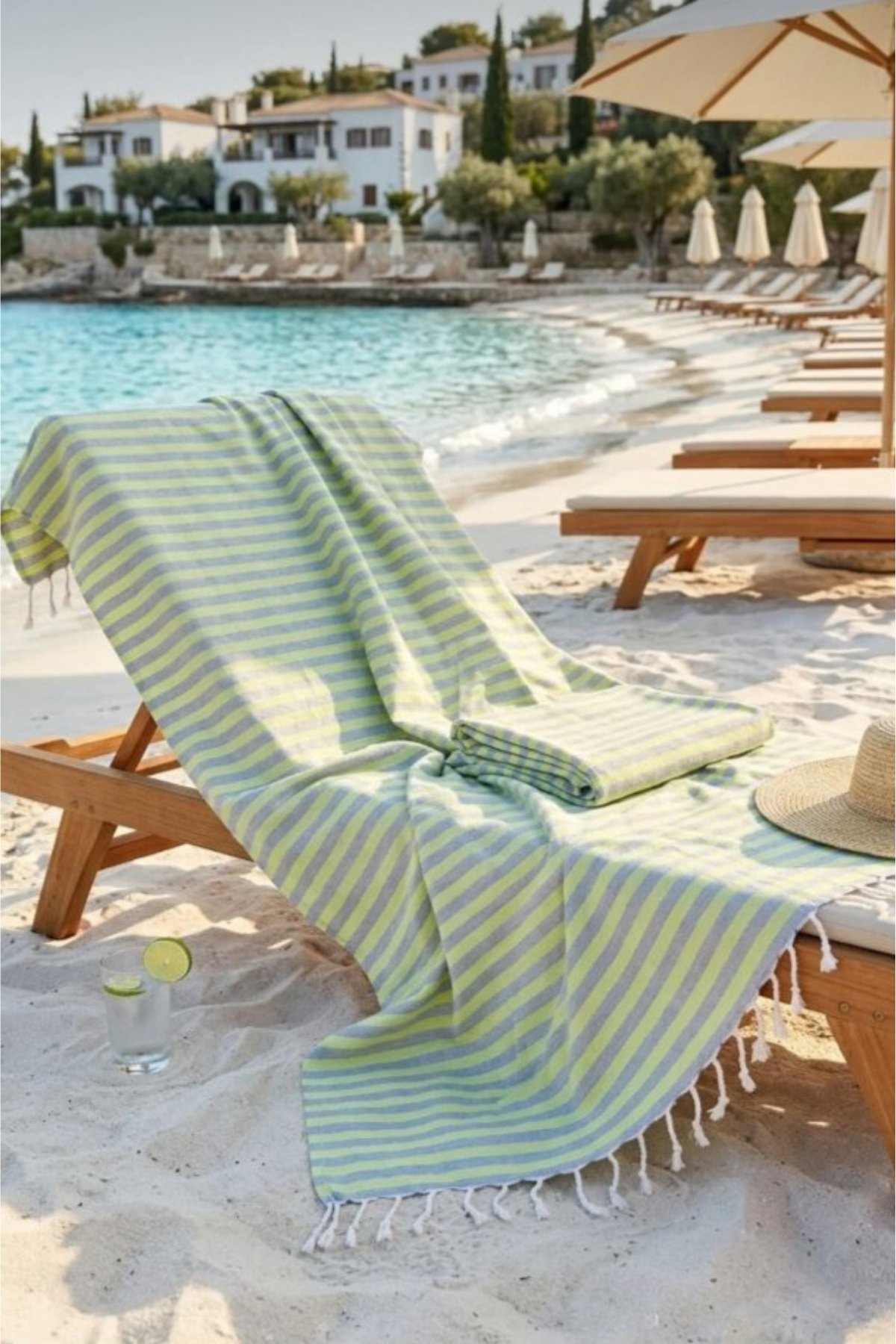 Organik Pamuk Yeşil 90x190 Peştemal Plaj Hamam