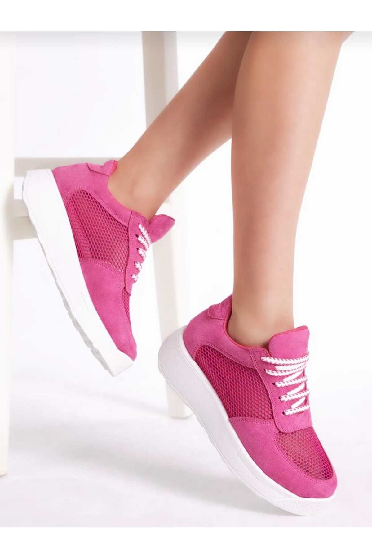 Süet Fileli Sneaker Spor Ayakkabı