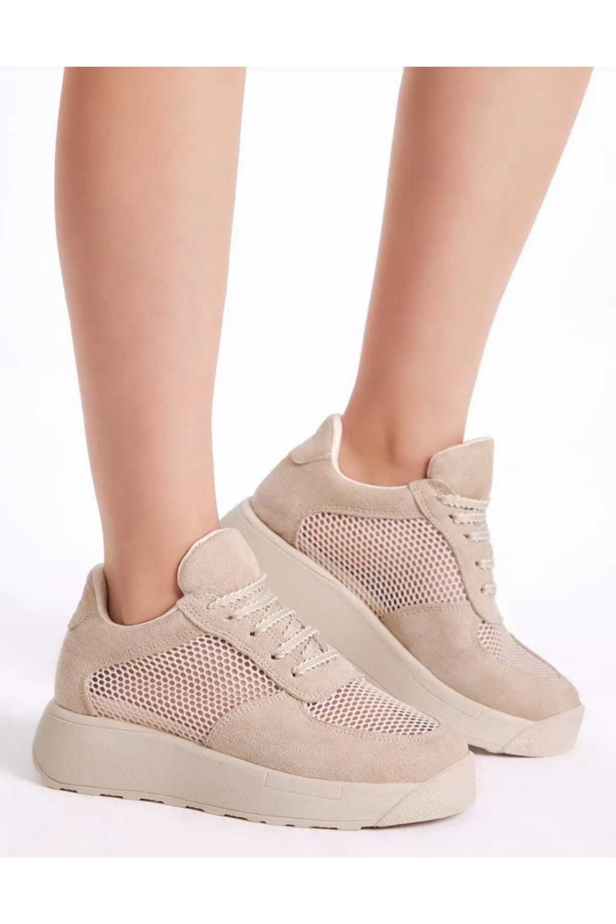 Süet Fileli Sneaker Spor Ayakkabı