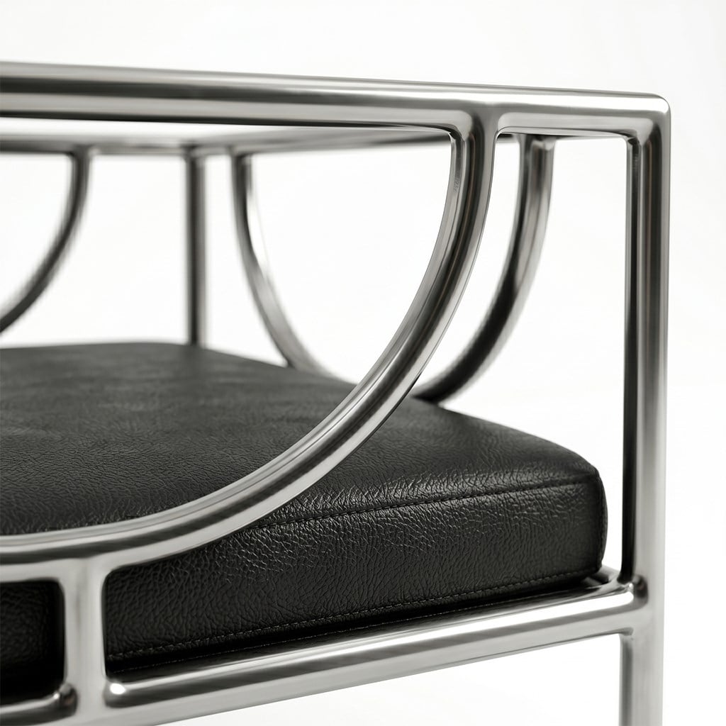 Lova Black Gerçek Deri Metal Berjer - Deco103