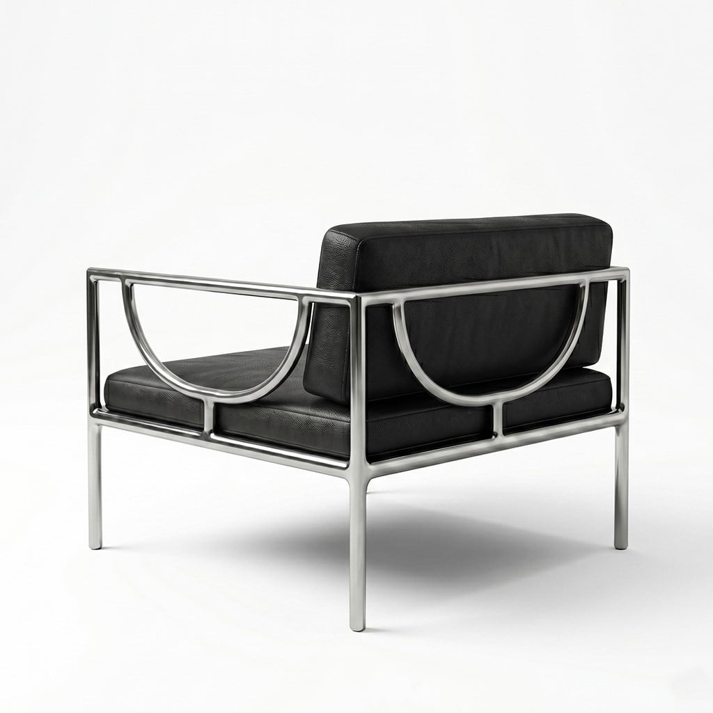 Lova Black Gerçek Deri Metal Berjer - Deco103