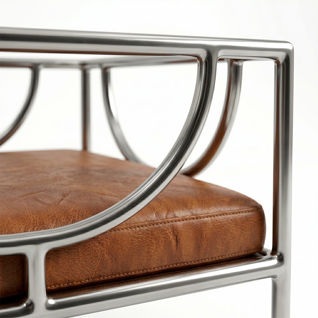 Lova Black Gerçek Deri Metal Berjer - Deco103