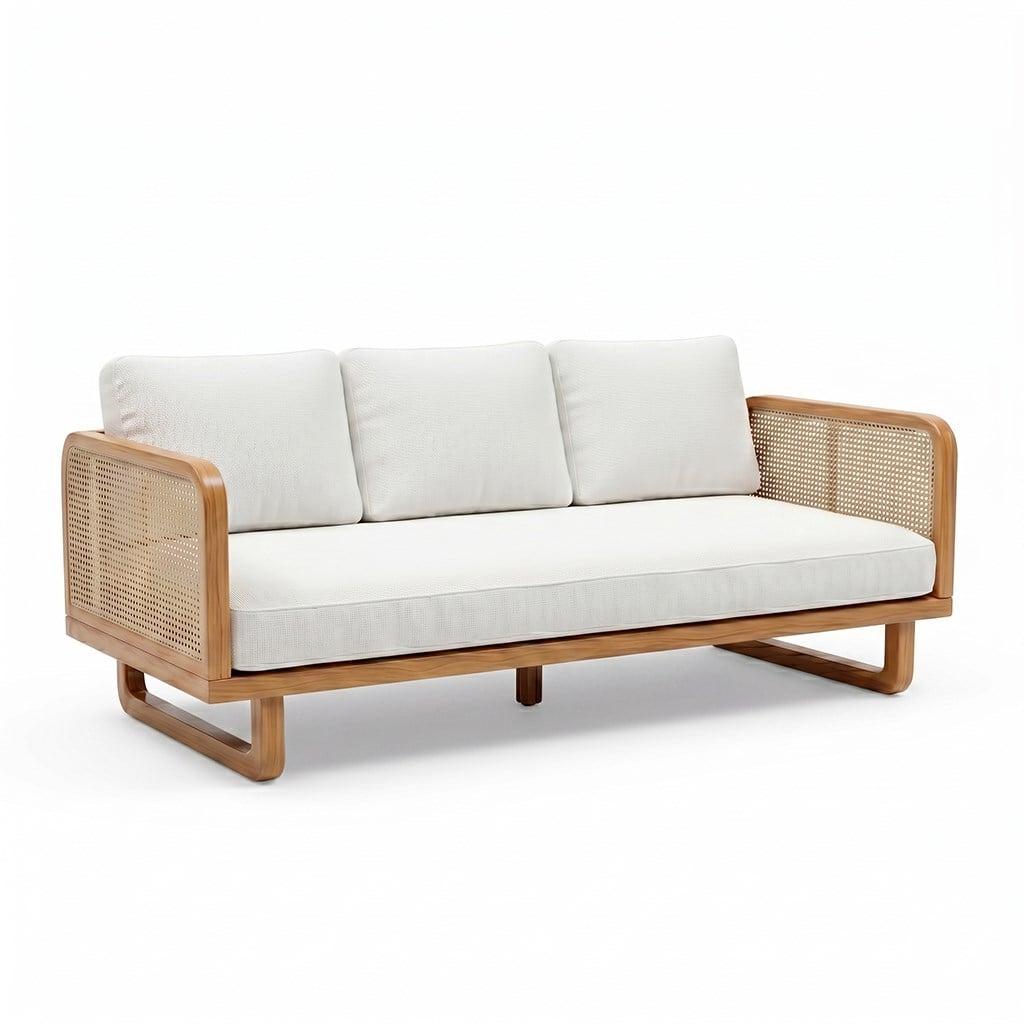 Soren Hazeran Ahşap Üçlü Koltuk - Deco101