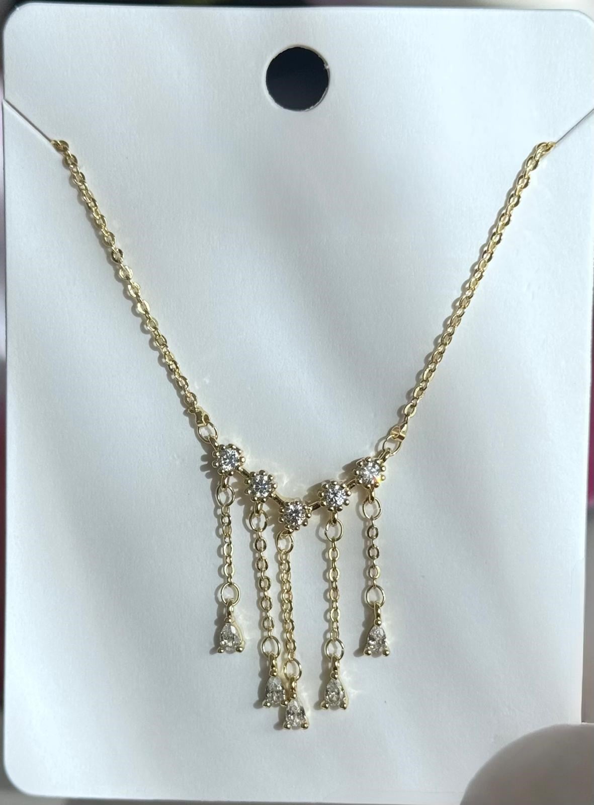Gold zirkon taşlı minimal kolye - 1051