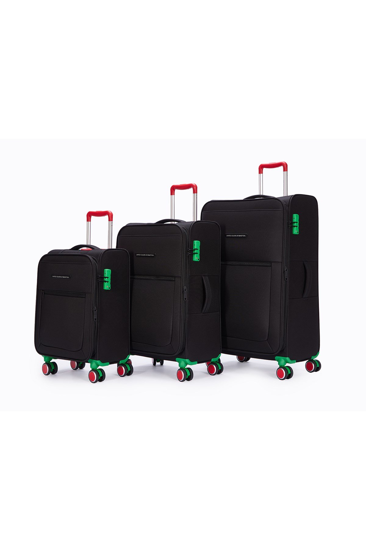 Benetton 2800 3'LÜ SET Ultra Light Hafif Lüx Kumaş Tekerlekli Valiz SİYAH