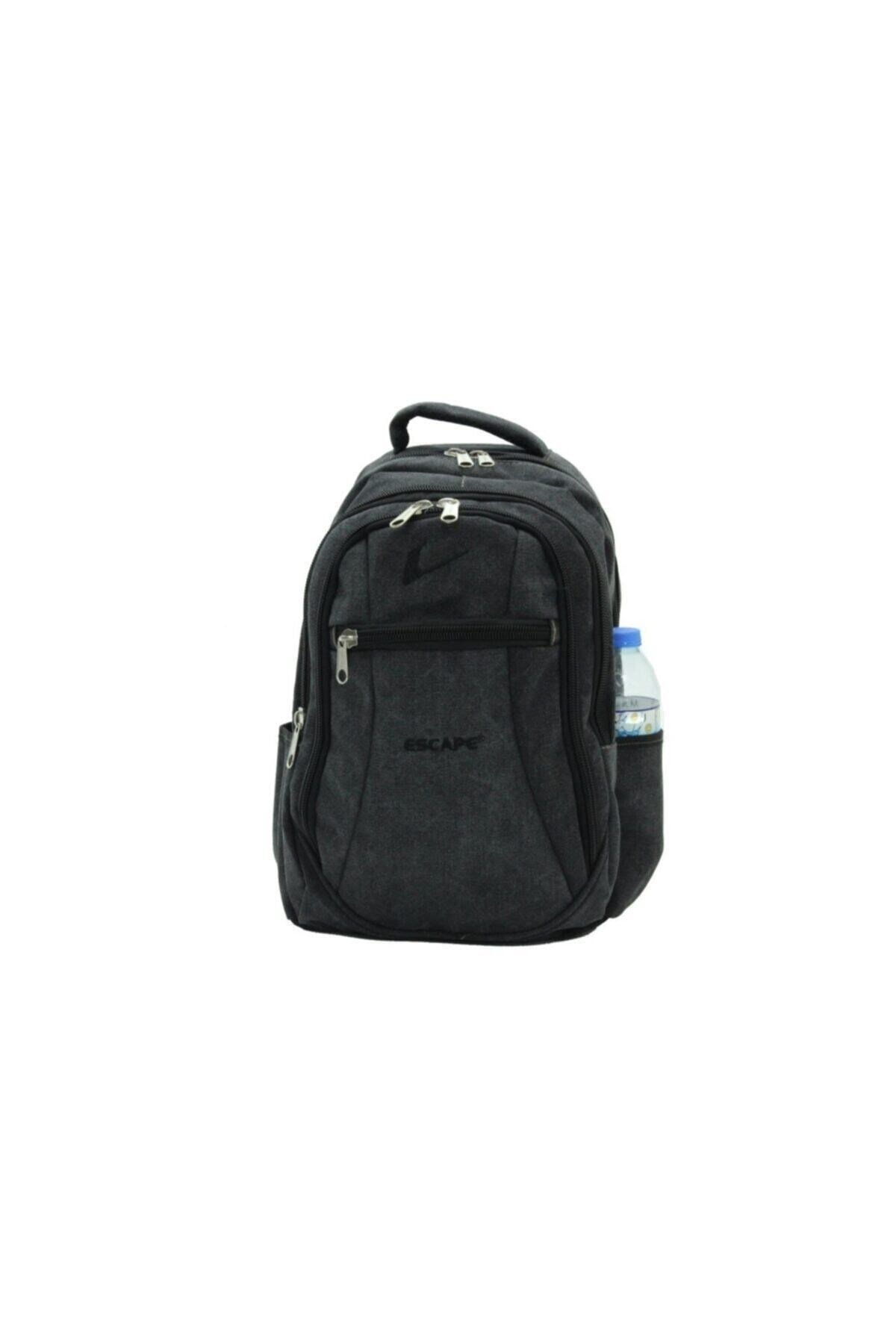 Unisex Siyah Kanvas Kumaş Laptop Bölmeli 1. Kalite Sırt Çantası 307