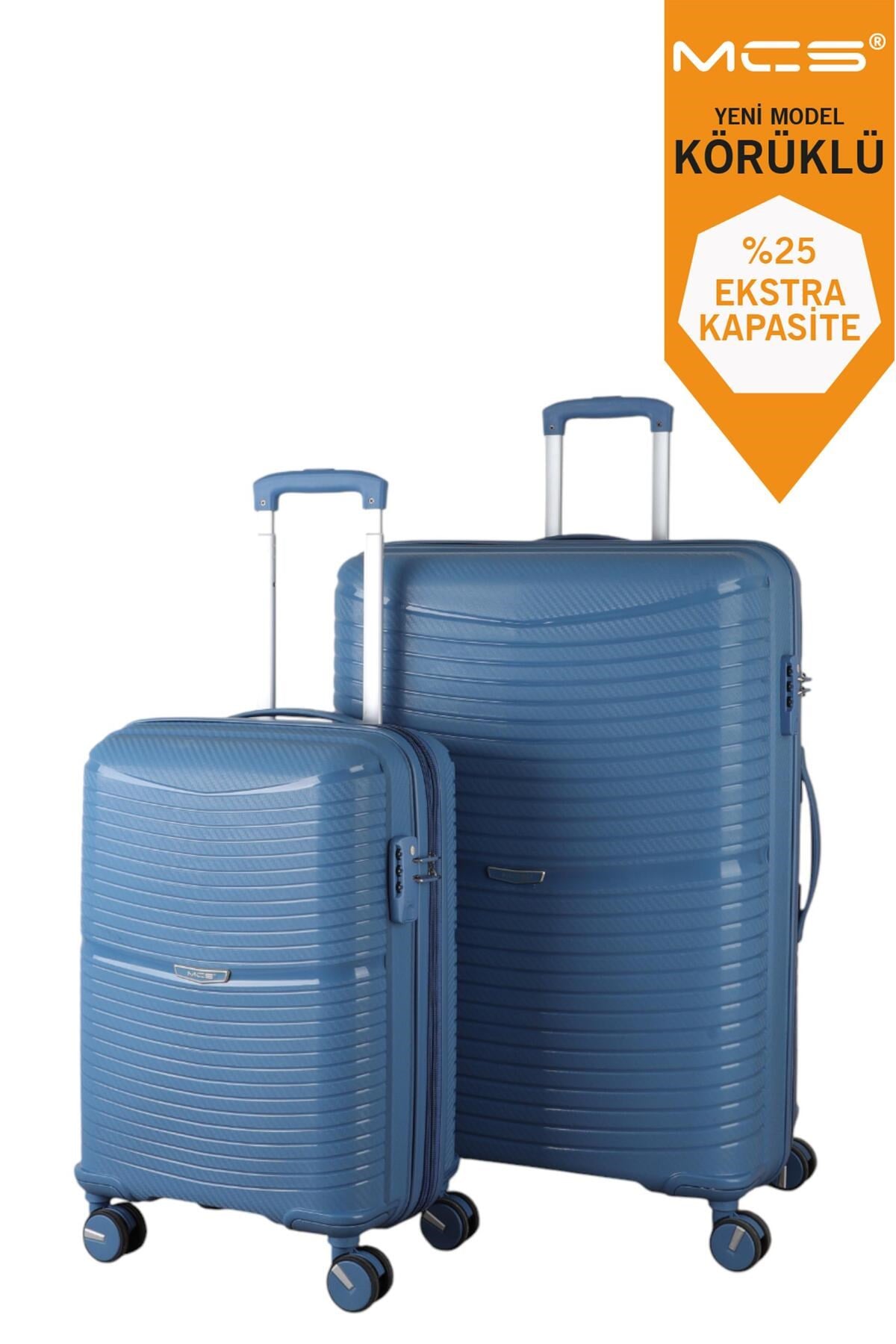 V379 AURA Y.ÜRETİM PP VALİZ 55 CM + 75 CM SİYAH SET