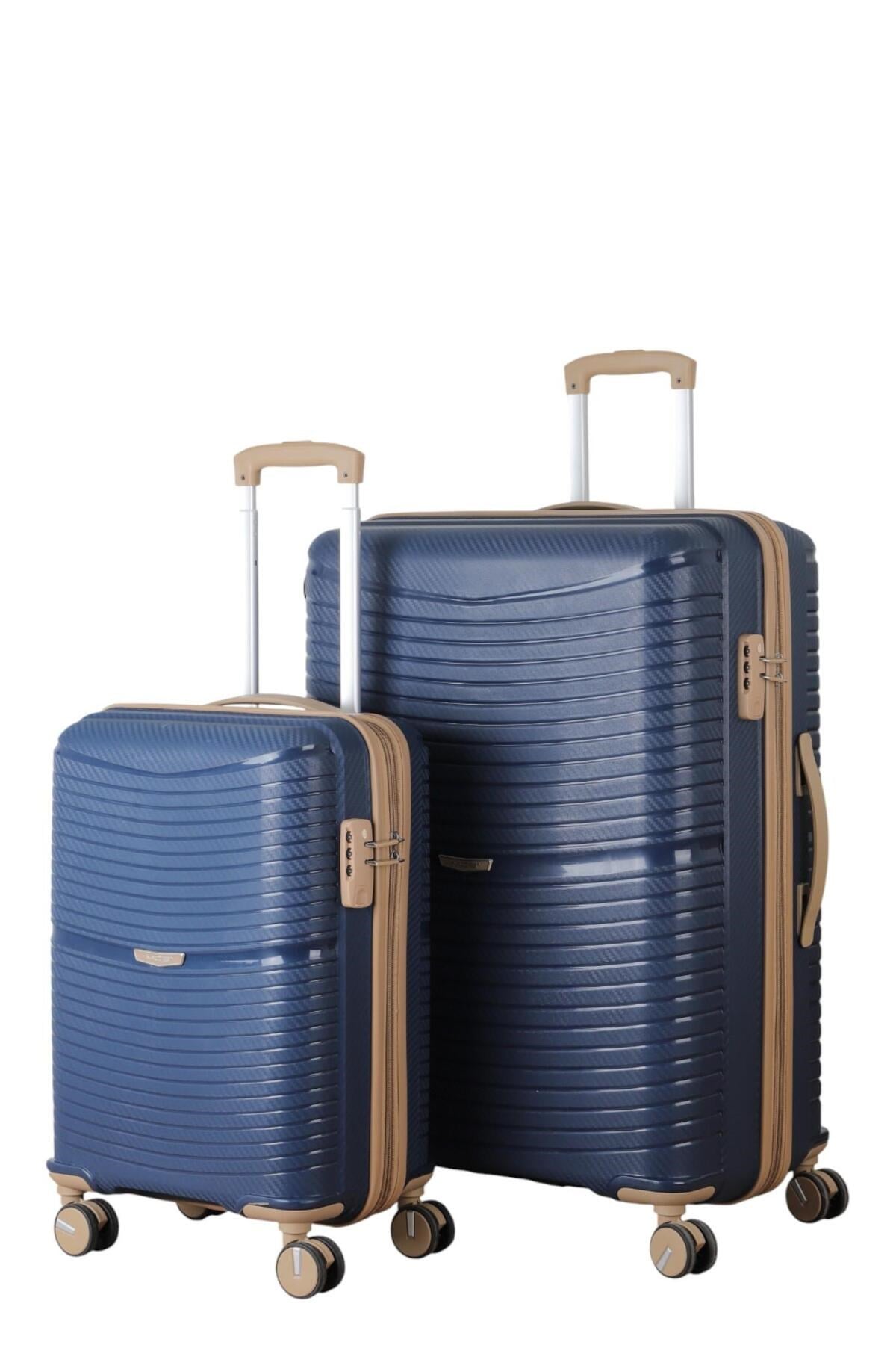 V379 AURA Y.ÜRETİM PP VALİZ 55 CM + 75 CM SİYAH SET