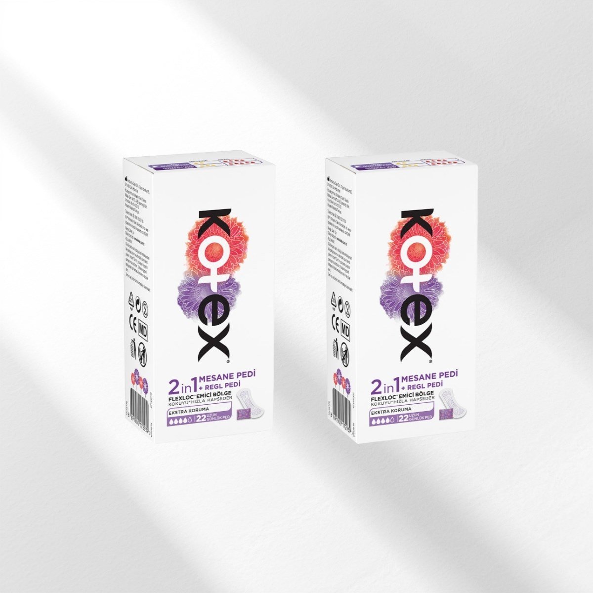 Kotex 2in1 Regl ve Mesane Günlük Ped 22 Adet x2