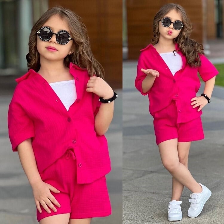 Fuşya Şortlu 3'lü Takım