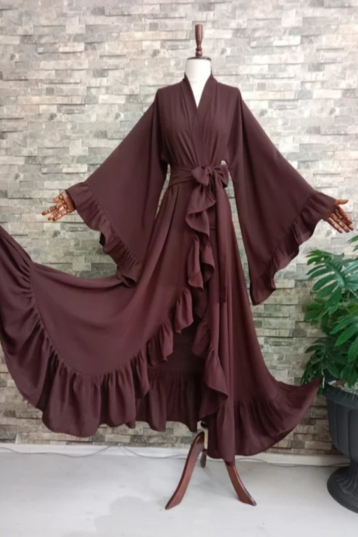 Abaya Medine İpeğinden Kahverengi