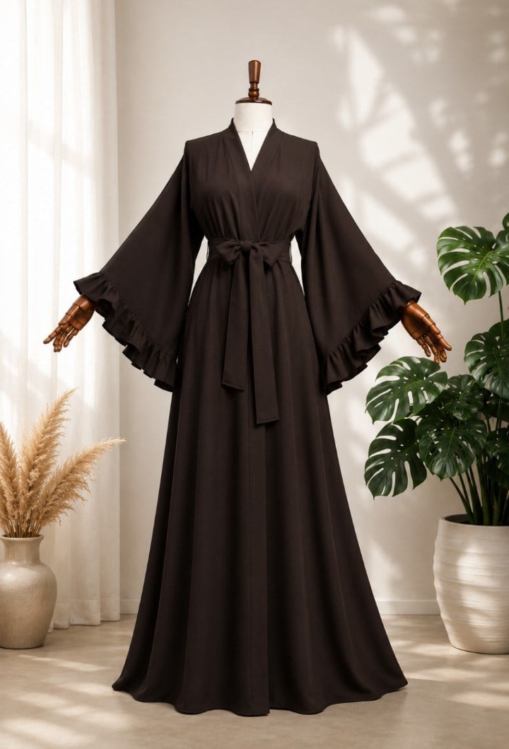 Abaya Medine İpeğinden Kahverengi