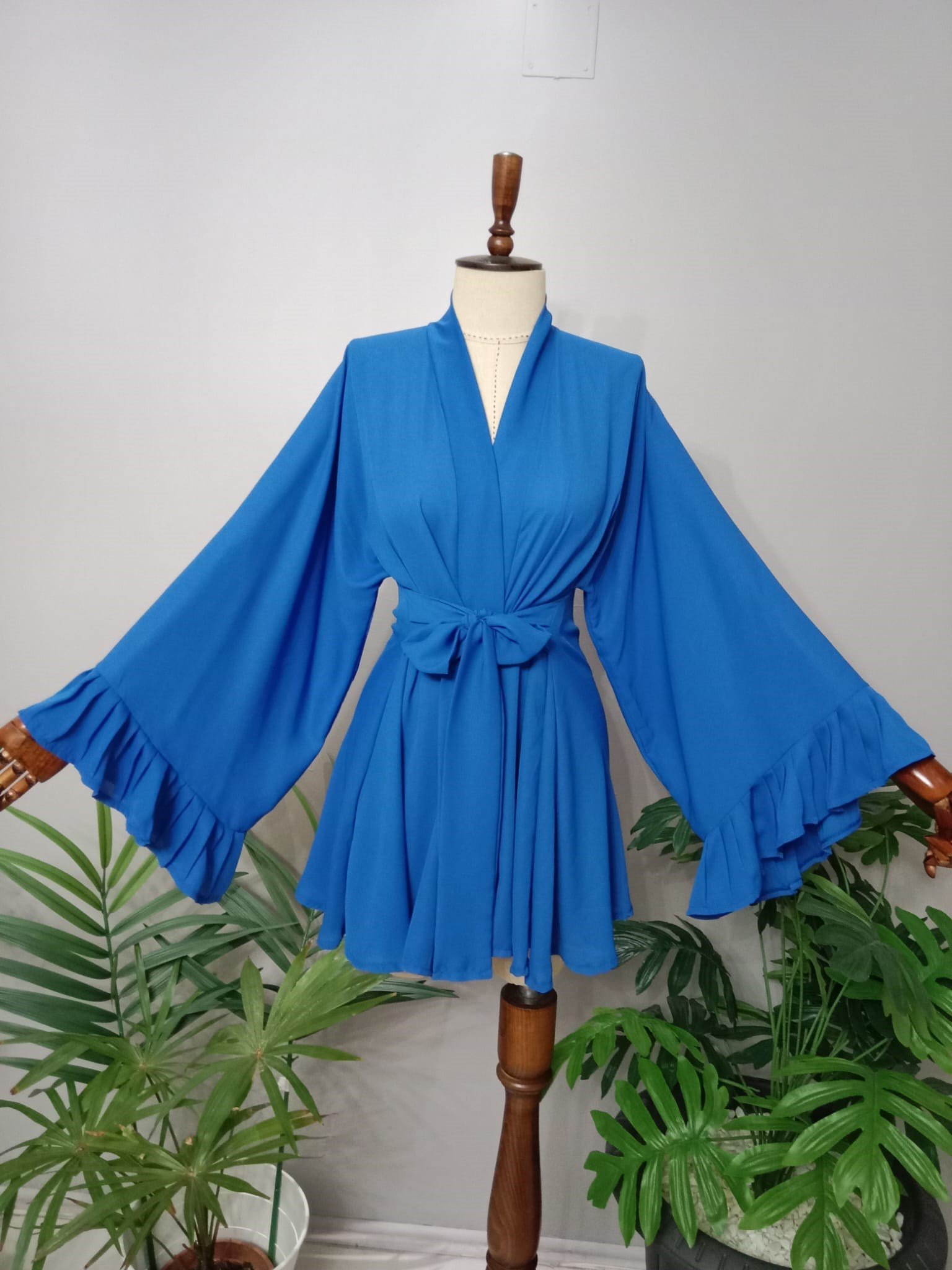 Şifon Krep Kumaştan Özel Tasarım Kimono.
