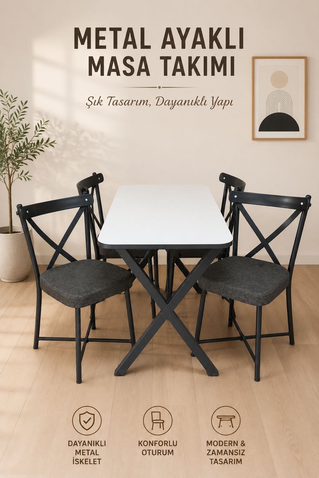 X Sandalye & Beyaz Masa Takımı