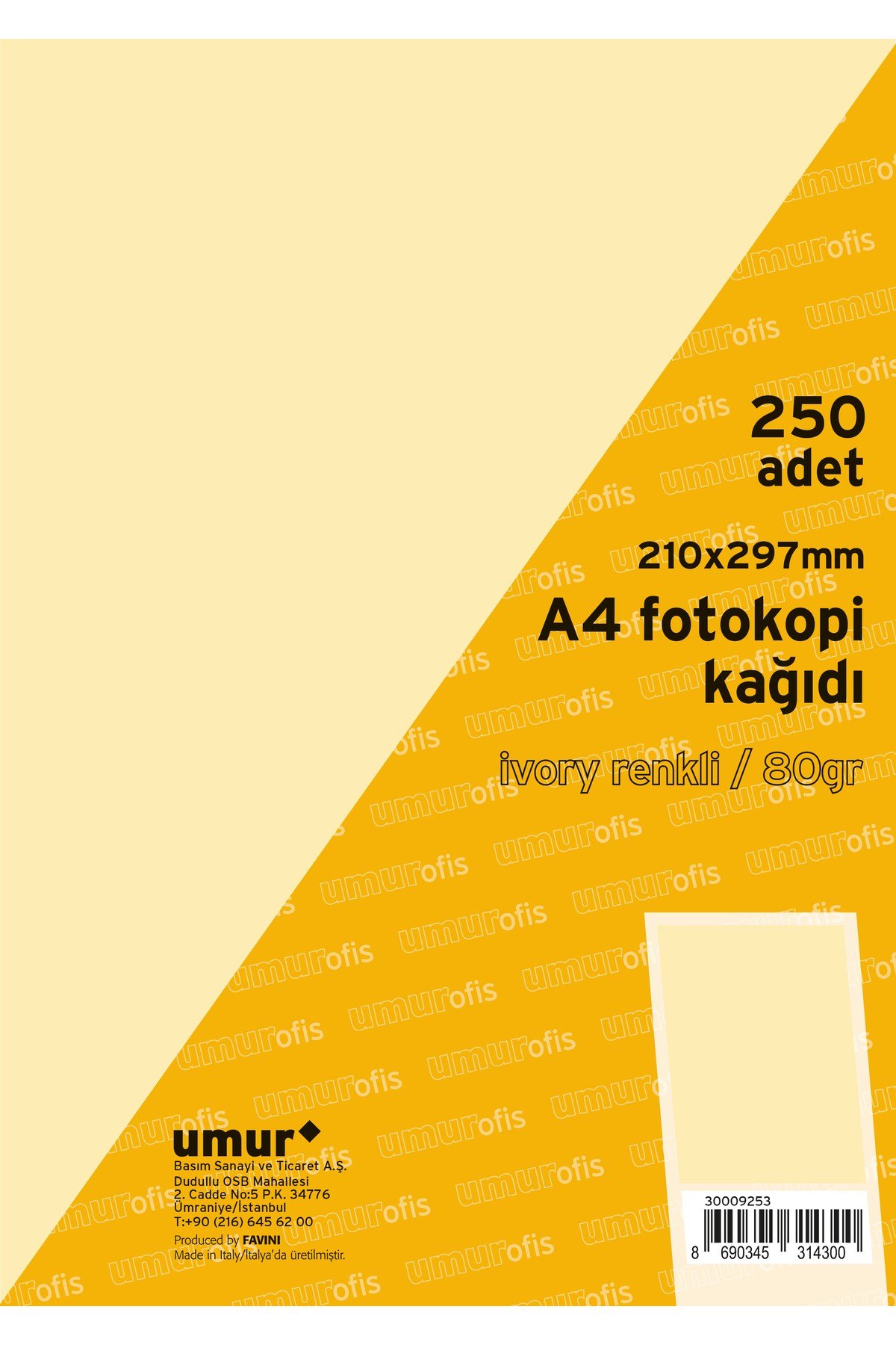 250 Lİ A4 RENKLİ FOTOKOPİ KAĞIDI IVORY 100